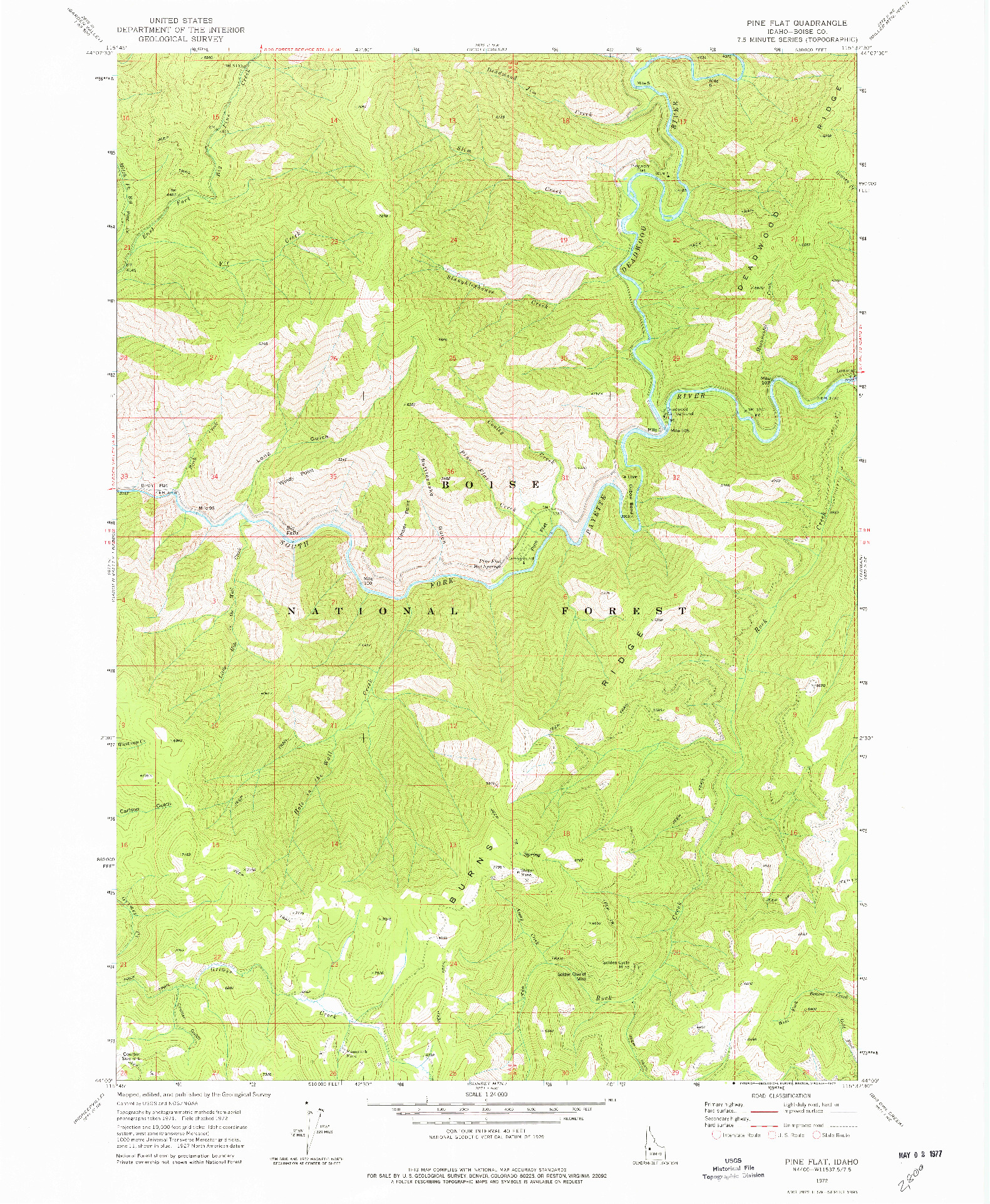 USGS 1:24000-SCALE QUADRANGLE FOR PINE FLAT, ID 1972