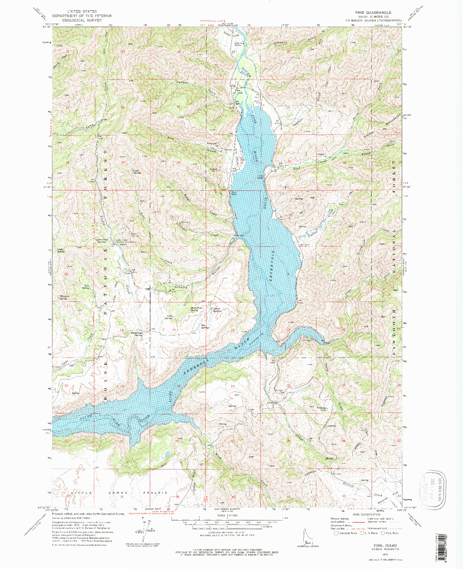 USGS 1:24000-SCALE QUADRANGLE FOR PINE, ID 1973