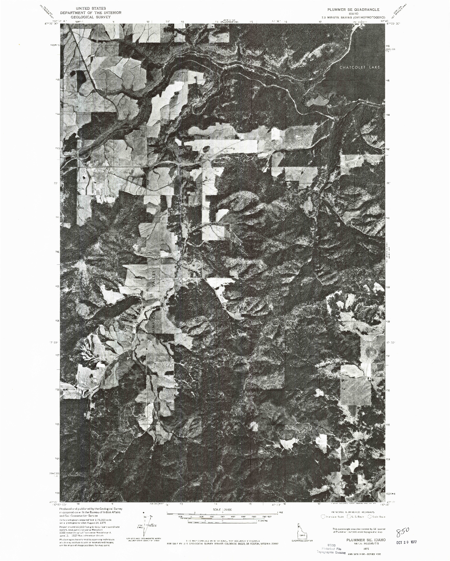 USGS 1:24000-SCALE QUADRANGLE FOR PLUMMER SE, ID 1975
