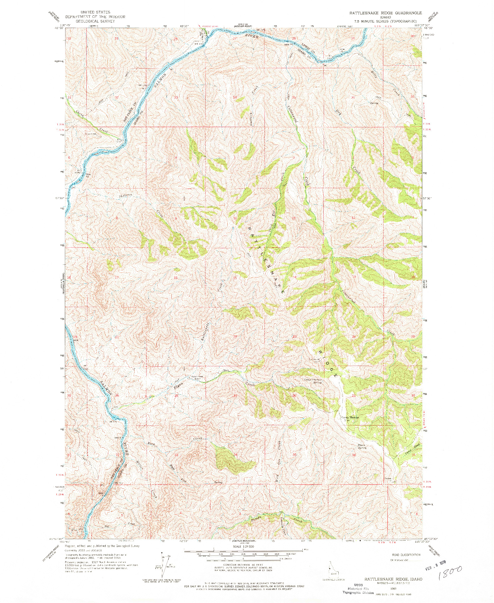 USGS 1:24000-SCALE QUADRANGLE FOR RATTLESNAKE RIDGE, ID 1963