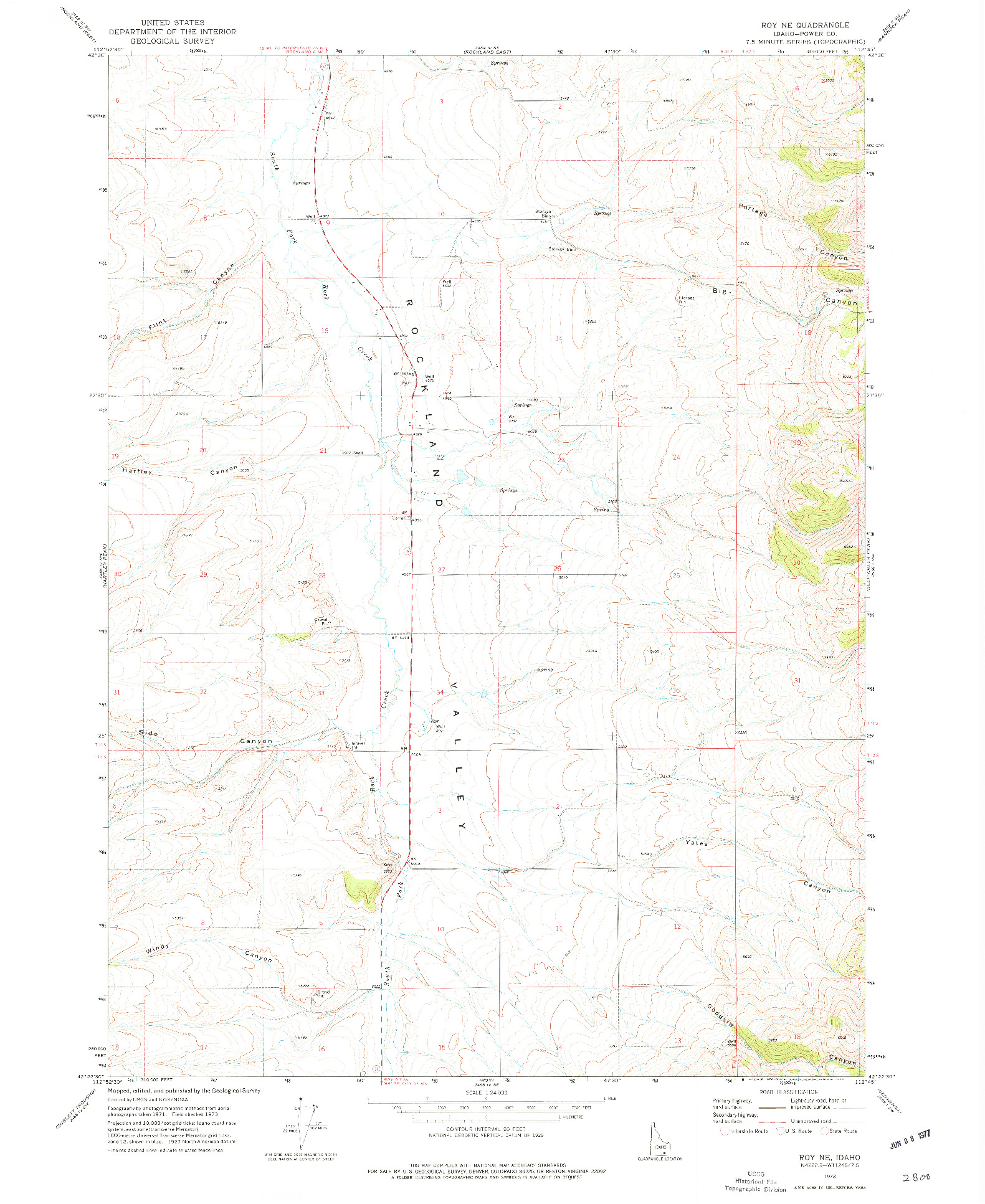 USGS 1:24000-SCALE QUADRANGLE FOR ROY NE, ID 1973
