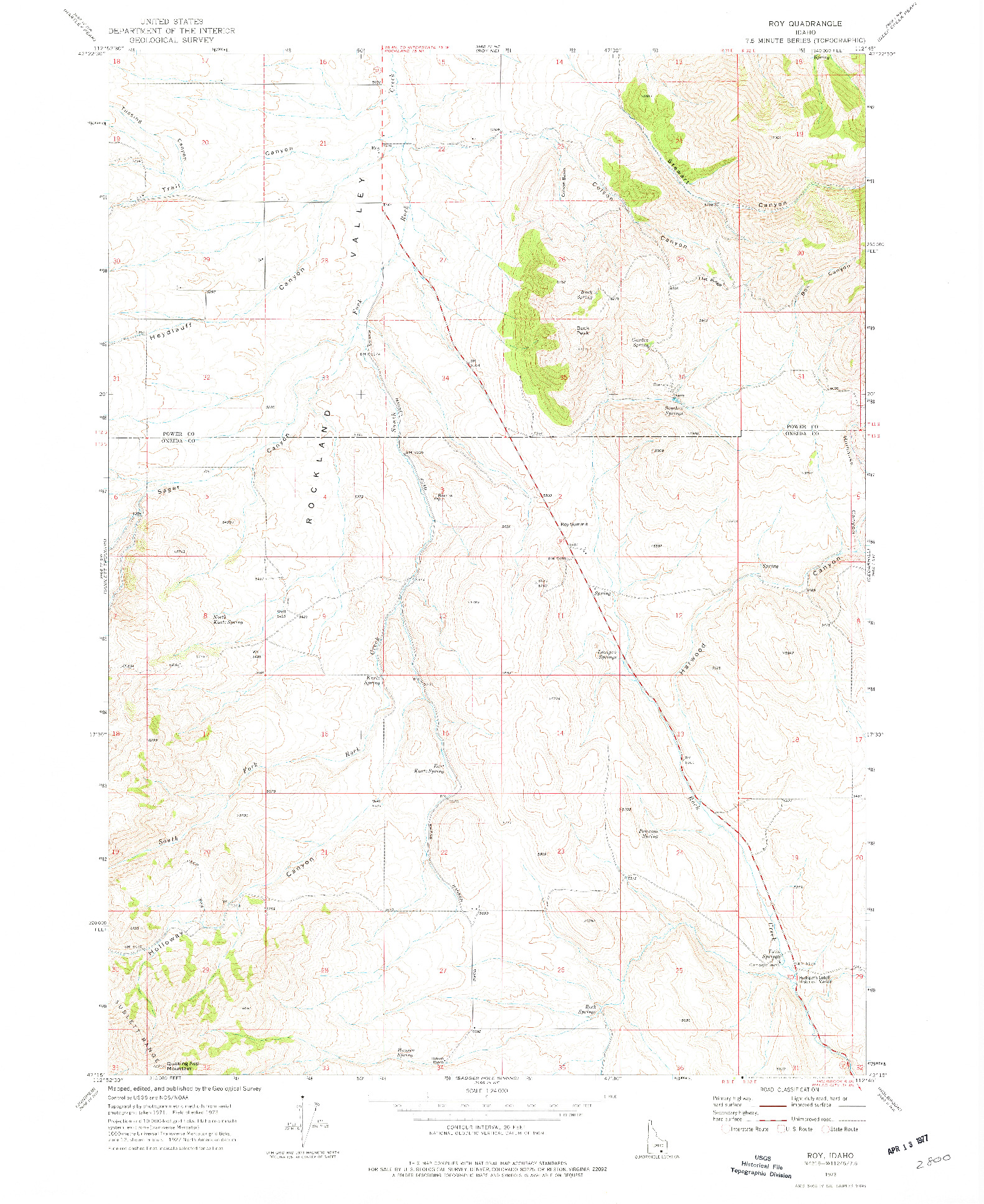 USGS 1:24000-SCALE QUADRANGLE FOR ROY, ID 1973