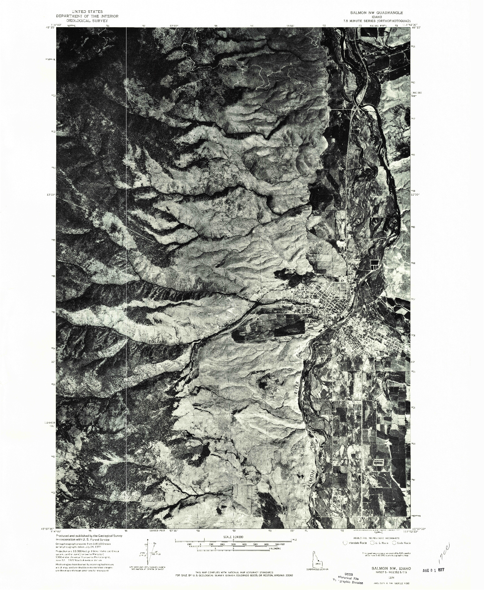 USGS 1:24000-SCALE QUADRANGLE FOR SALMON NW, ID 1974