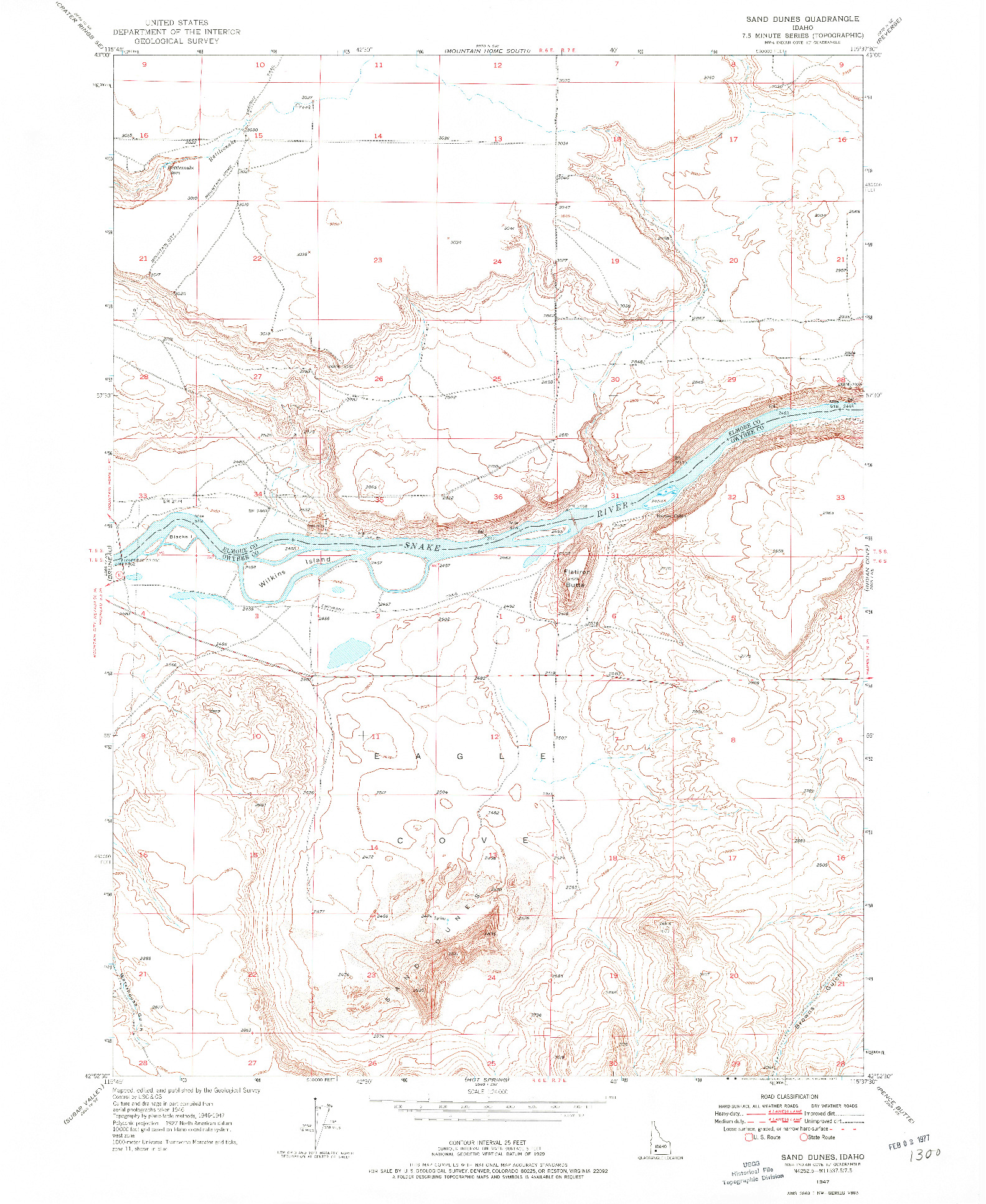 USGS 1:24000-SCALE QUADRANGLE FOR SAND DUNES, ID 1947