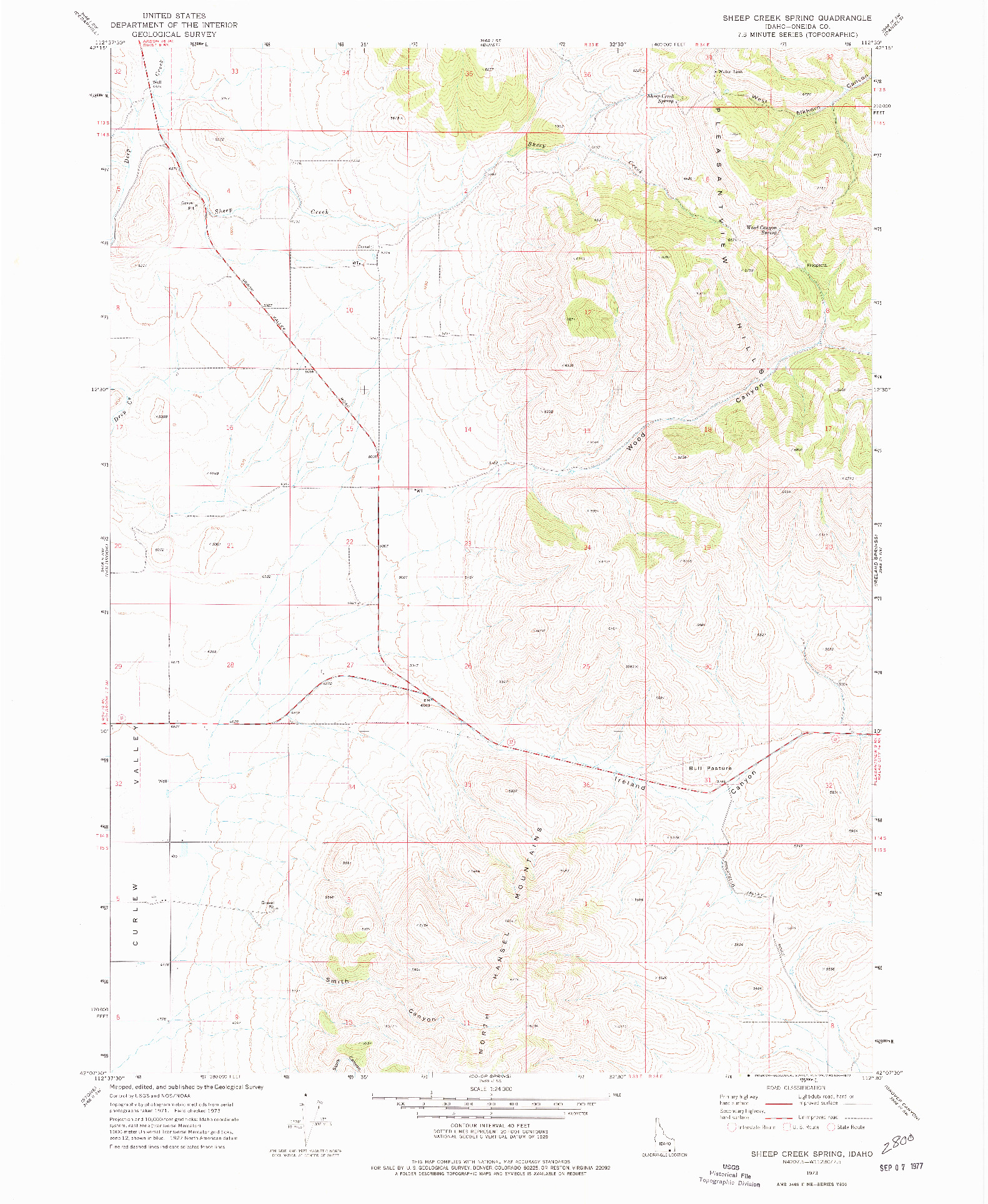 USGS 1:24000-SCALE QUADRANGLE FOR SHEEP CREEK SPRING, ID 1973