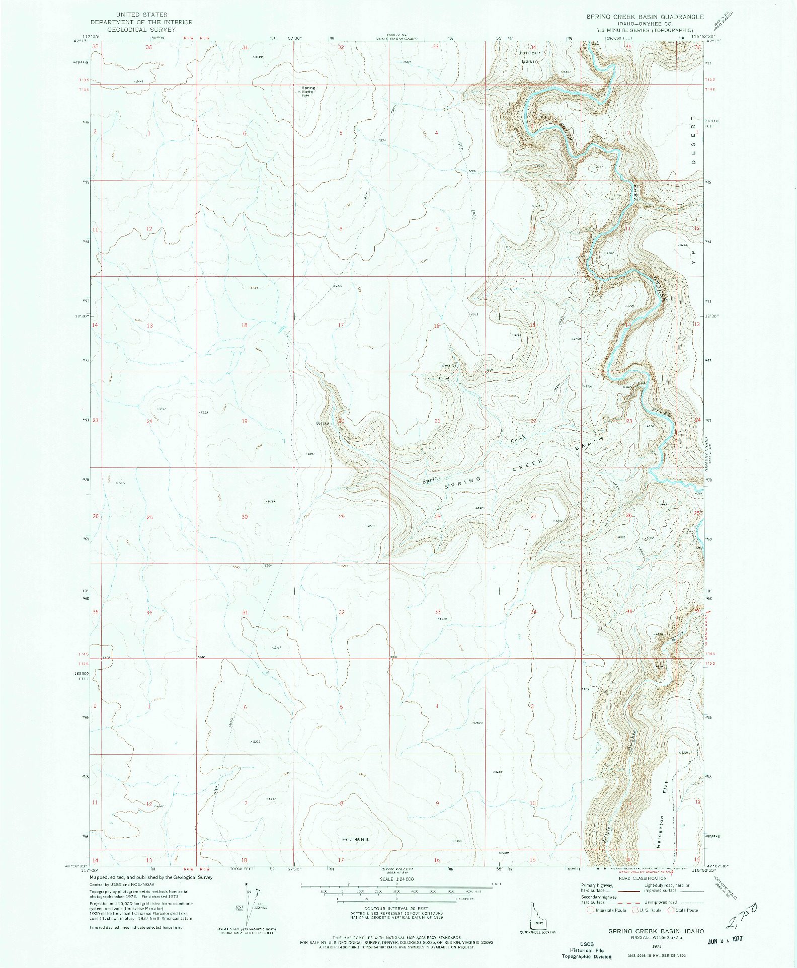 USGS 1:24000-SCALE QUADRANGLE FOR SPRING CREEK BASIN, ID 1973