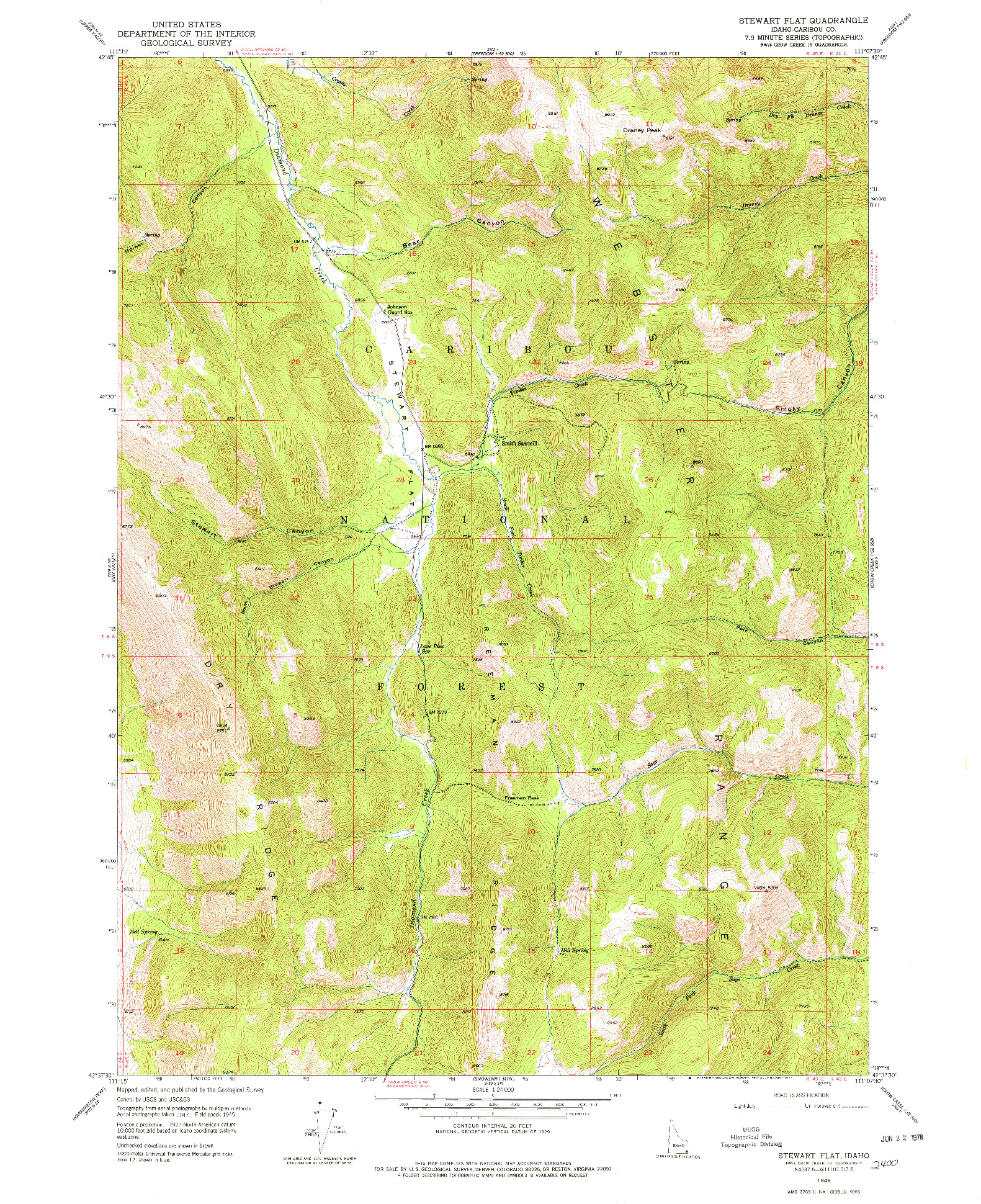 USGS 1:24000-SCALE QUADRANGLE FOR STEWART FLAT, ID 1949