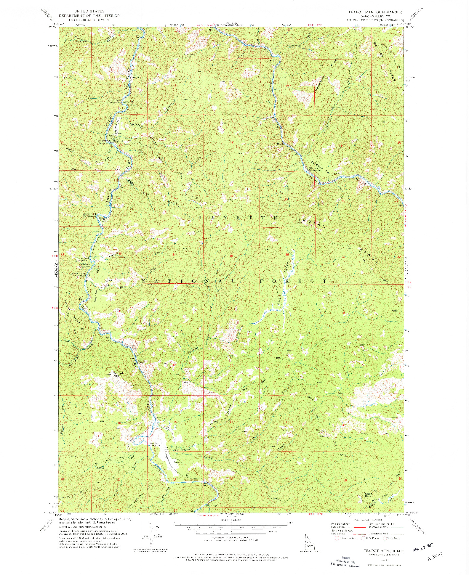 USGS 1:24000-SCALE QUADRANGLE FOR TEAPOT MTN, ID 1973