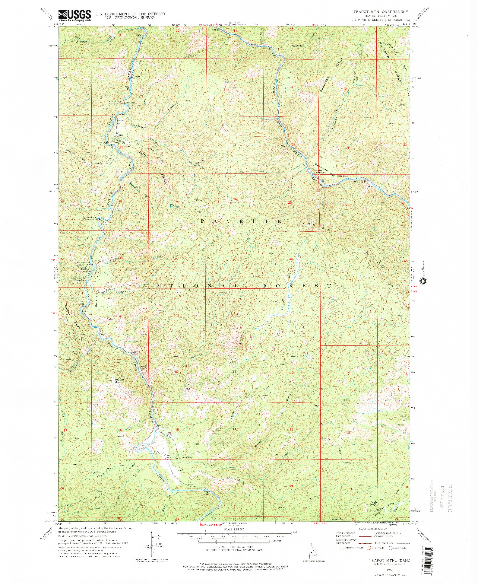 USGS 1:24000-SCALE QUADRANGLE FOR TEAPOT MTN, ID 1973