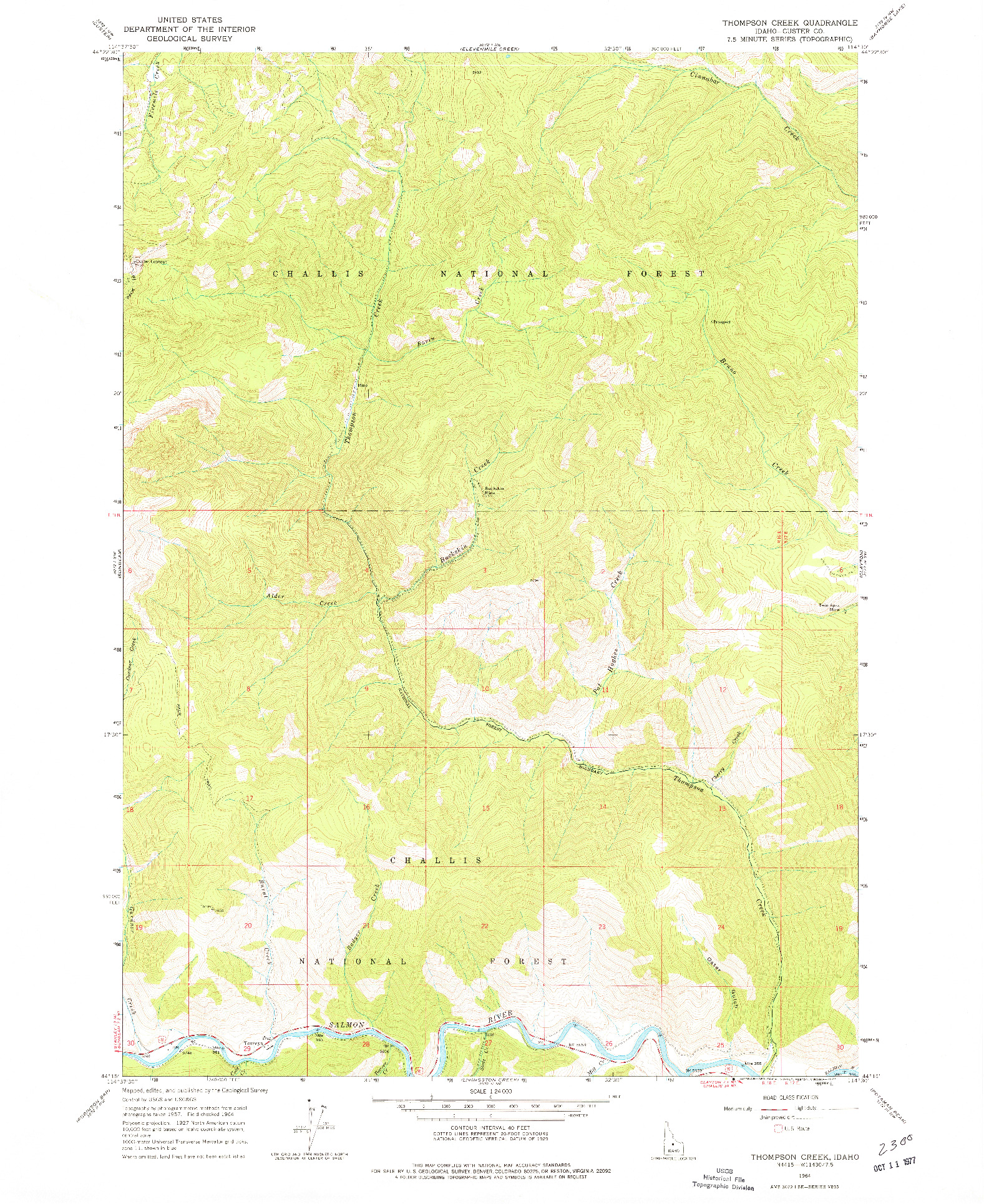 USGS 1:24000-SCALE QUADRANGLE FOR THOMPSON CREEK, ID 1964