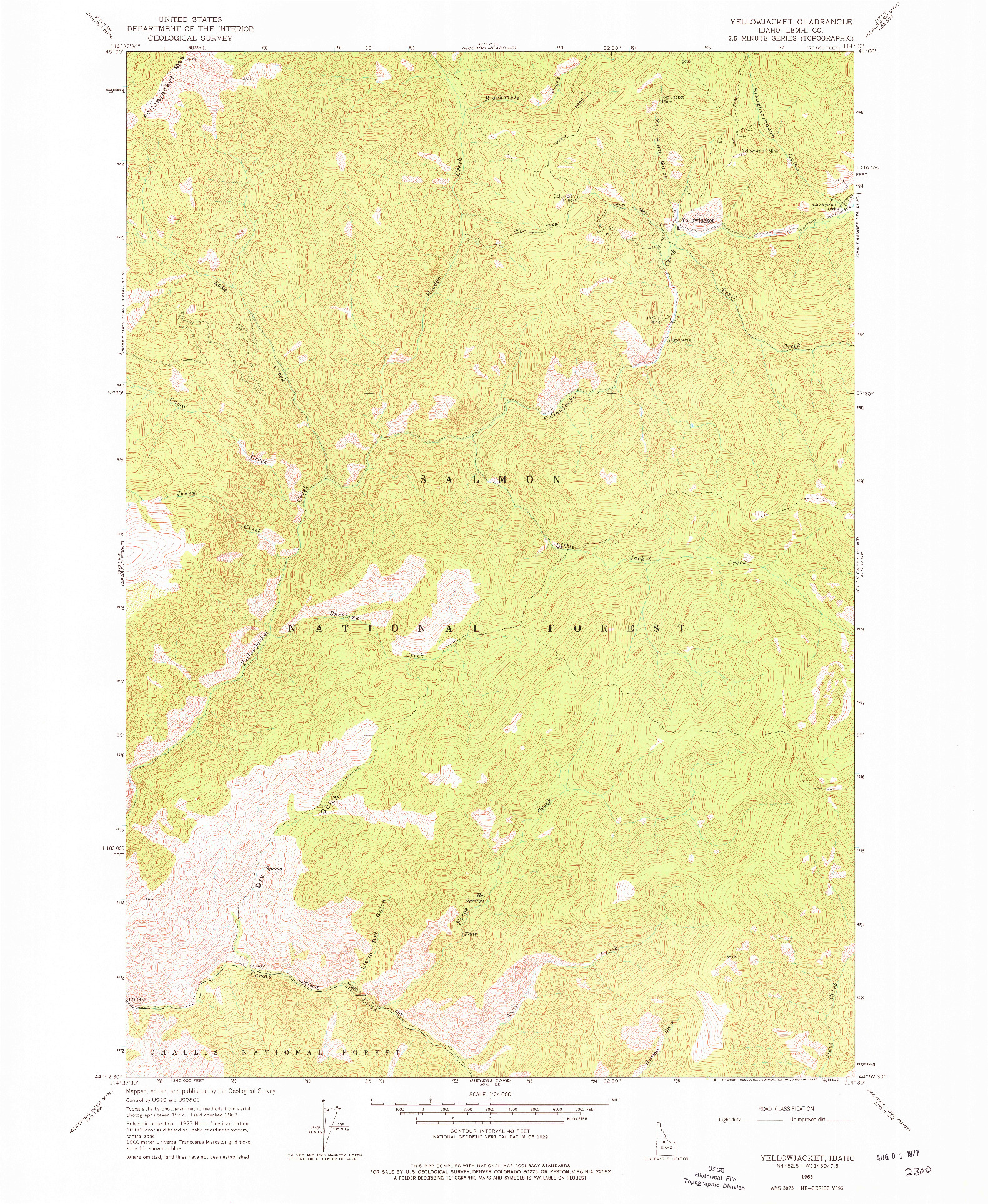 USGS 1:24000-SCALE QUADRANGLE FOR YELLOWJACKET, ID 1963