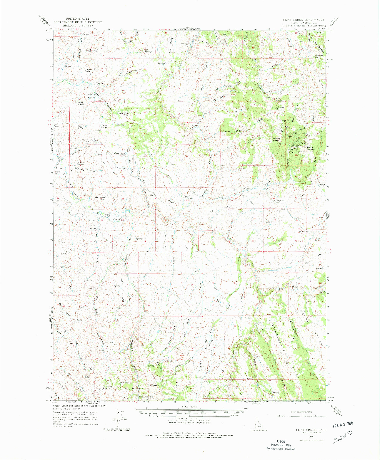 USGS 1:62500-SCALE QUADRANGLE FOR FLINT CREEK, ID 1965