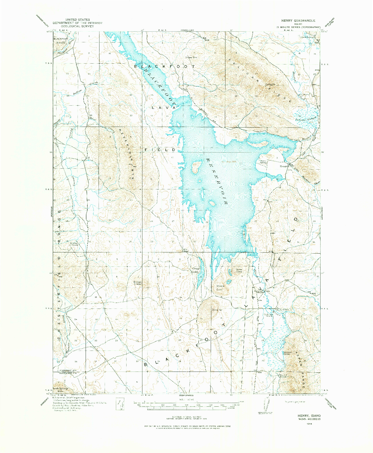 USGS 1:62500-SCALE QUADRANGLE FOR HENRY, ID 1914