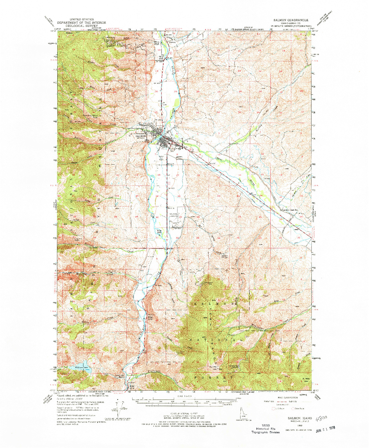 USGS 1:62500-SCALE QUADRANGLE FOR SALMON, ID 1950