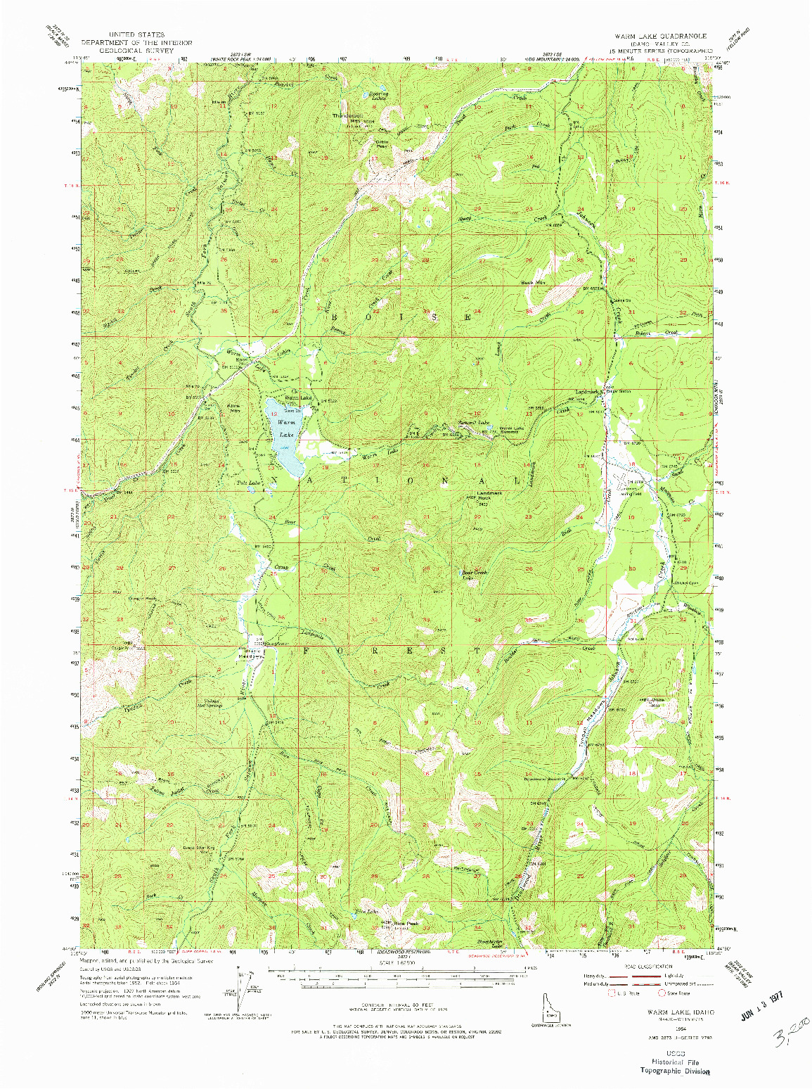 USGS 1:62500-SCALE QUADRANGLE FOR WARM LAKE, ID 1954