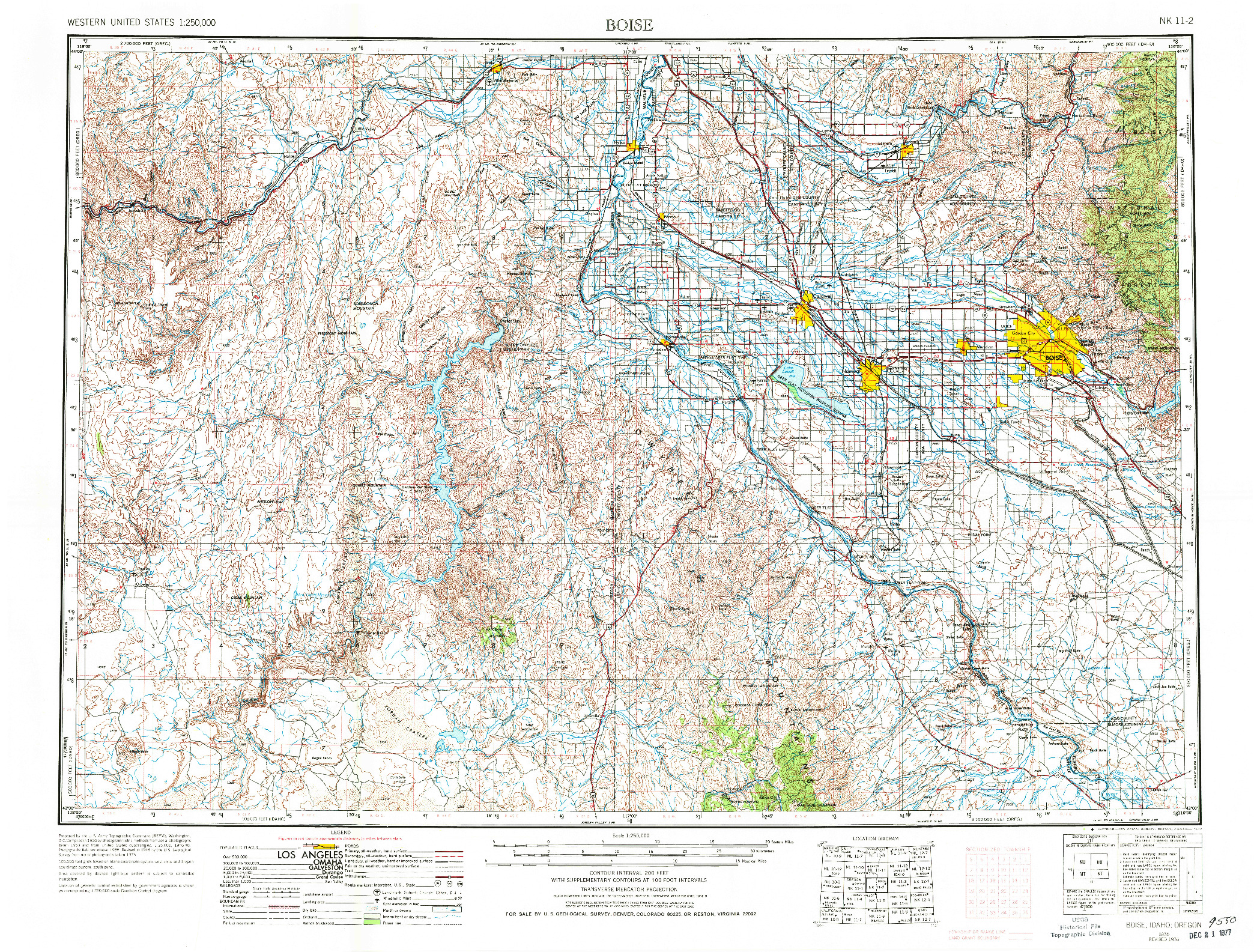 USGS 1:250000-SCALE QUADRANGLE FOR BOISE, ID 1955