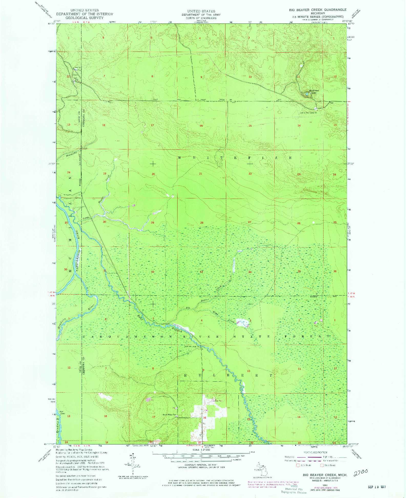 USGS 1:24000-SCALE QUADRANGLE FOR BIG BEAVER CREEK, MI 1951