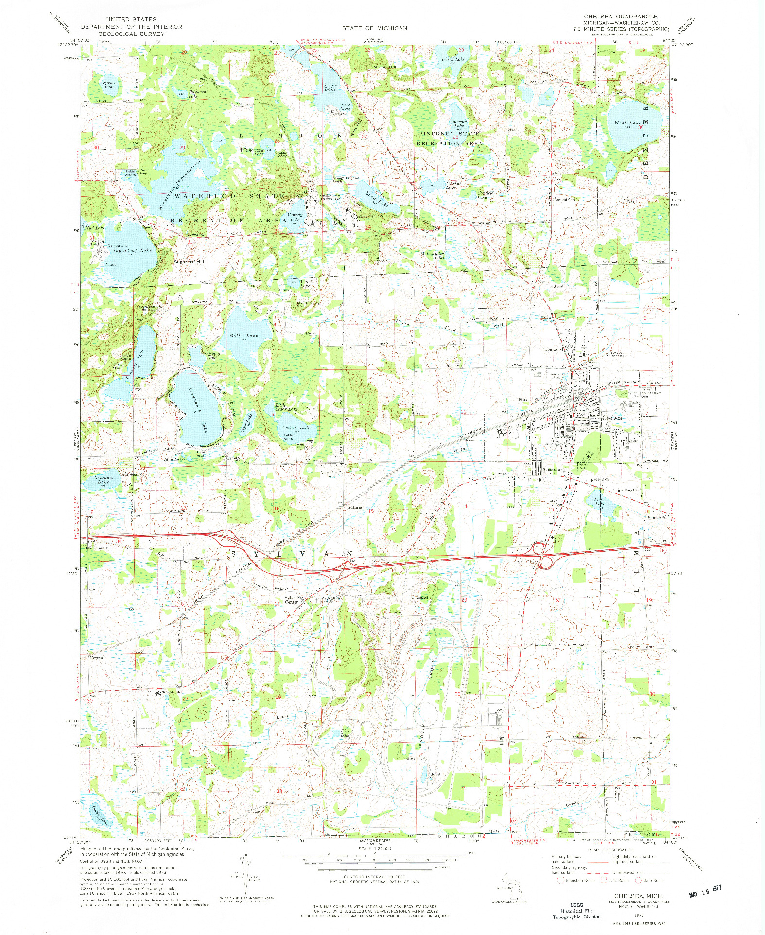 USGS 1:24000-SCALE QUADRANGLE FOR CHELSEA, MI 1973