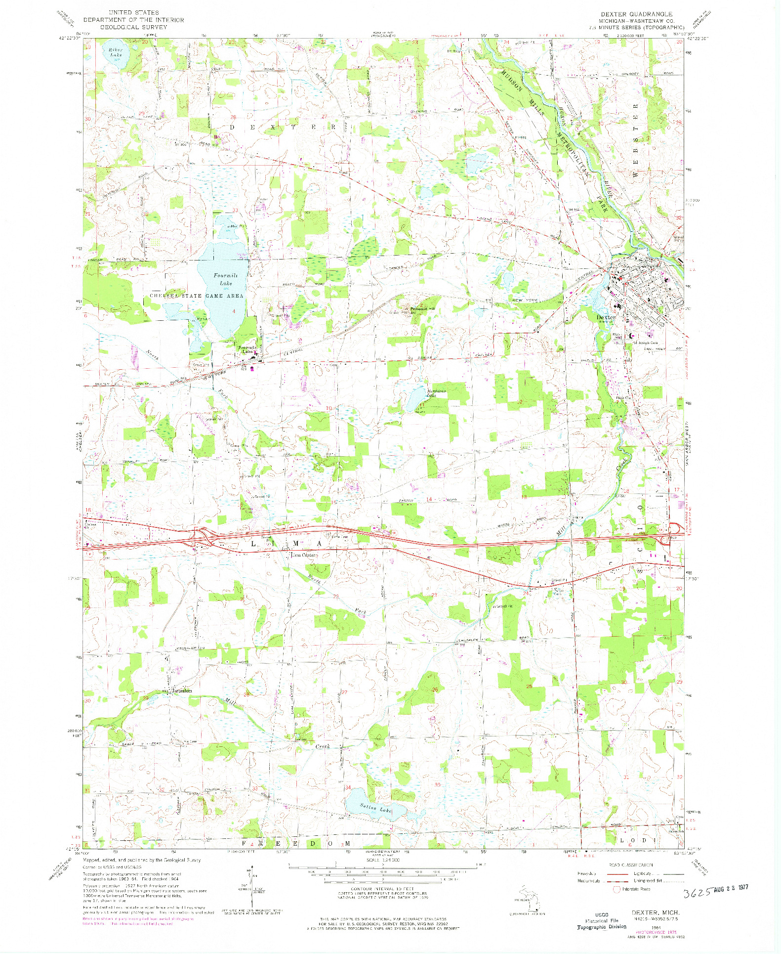 USGS 1:24000-SCALE QUADRANGLE FOR DEXTER, MI 1964