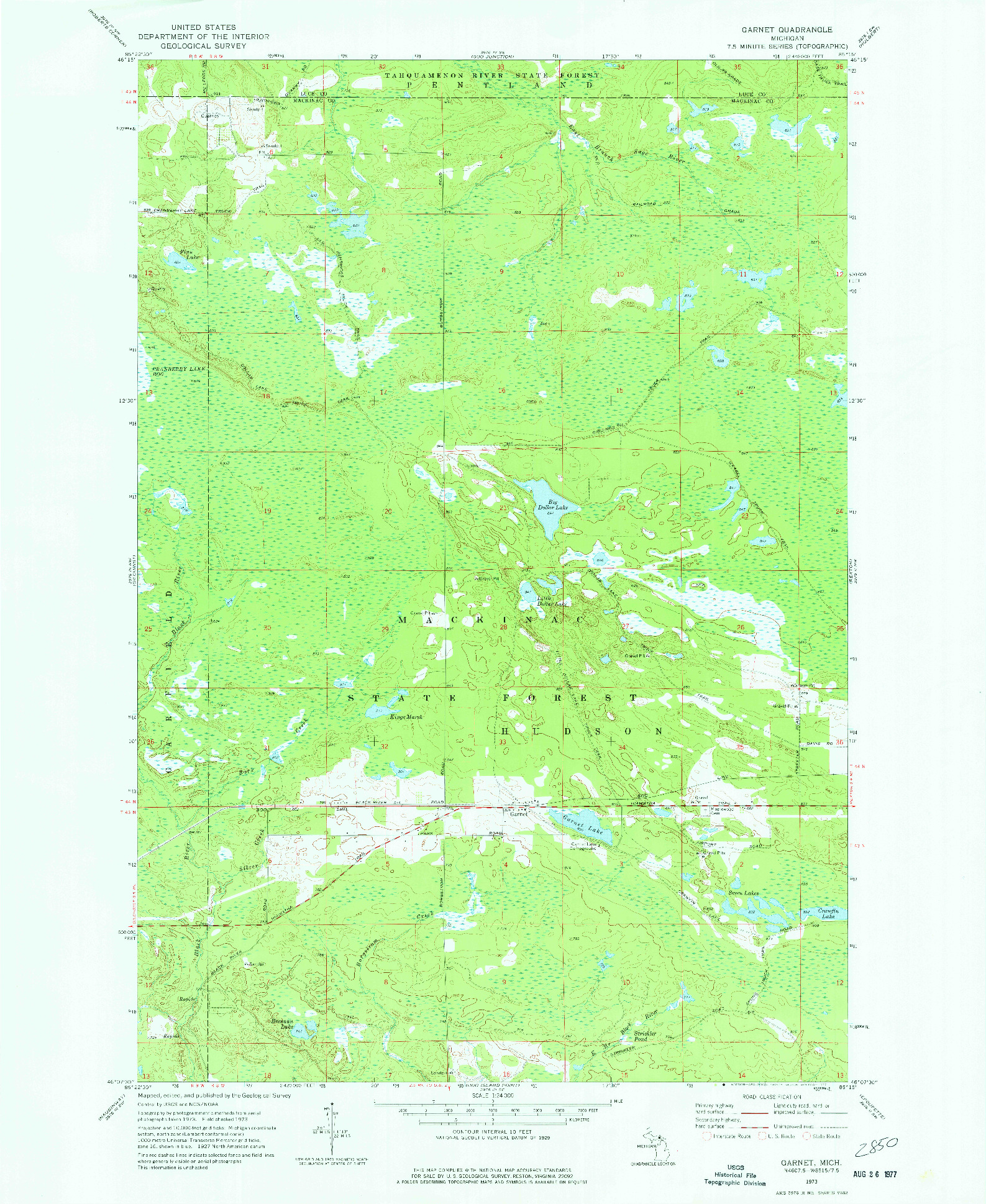 USGS 1:24000-SCALE QUADRANGLE FOR GARNET, MI 1973