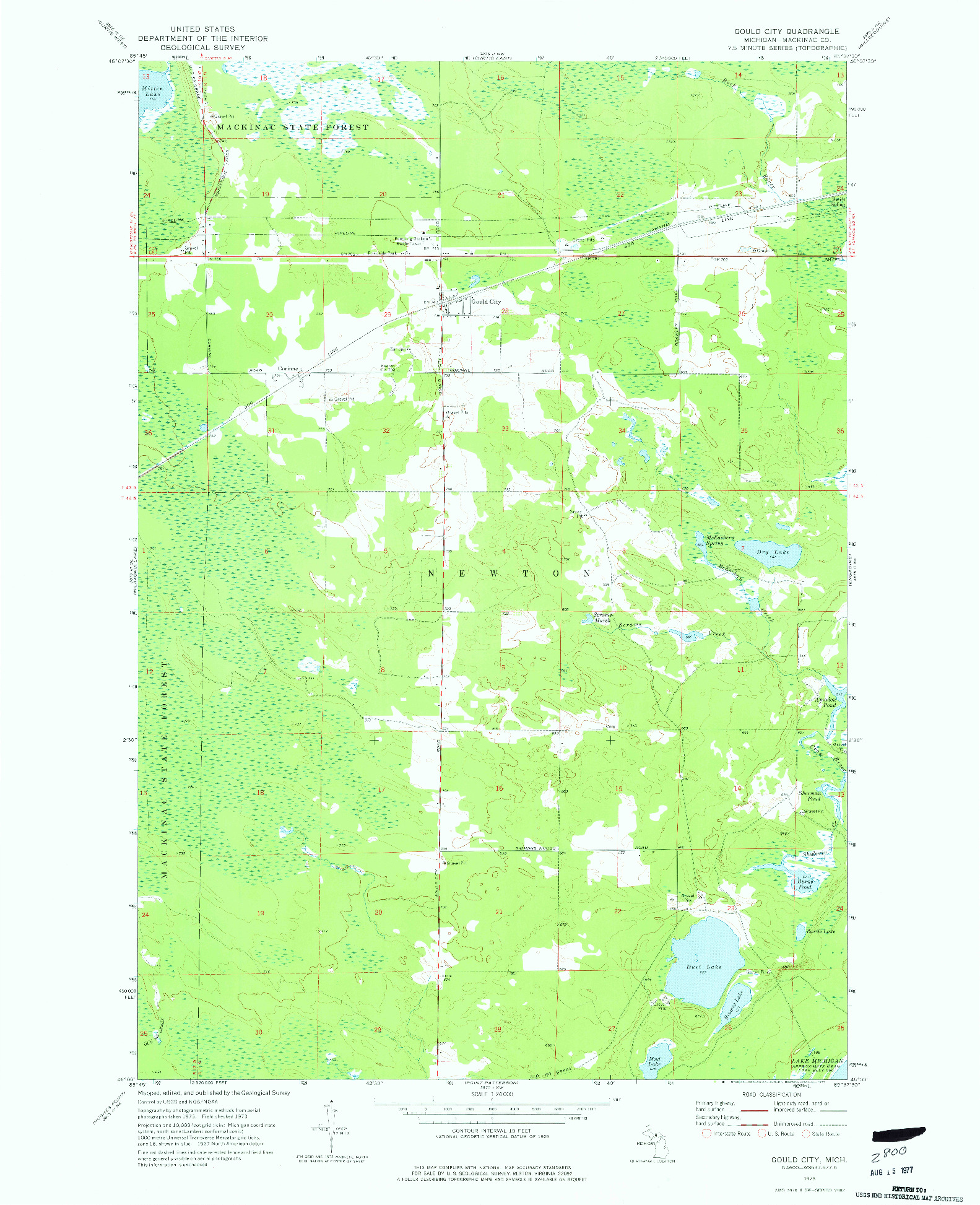 USGS 1:24000-SCALE QUADRANGLE FOR GOULD CITY, MI 1973