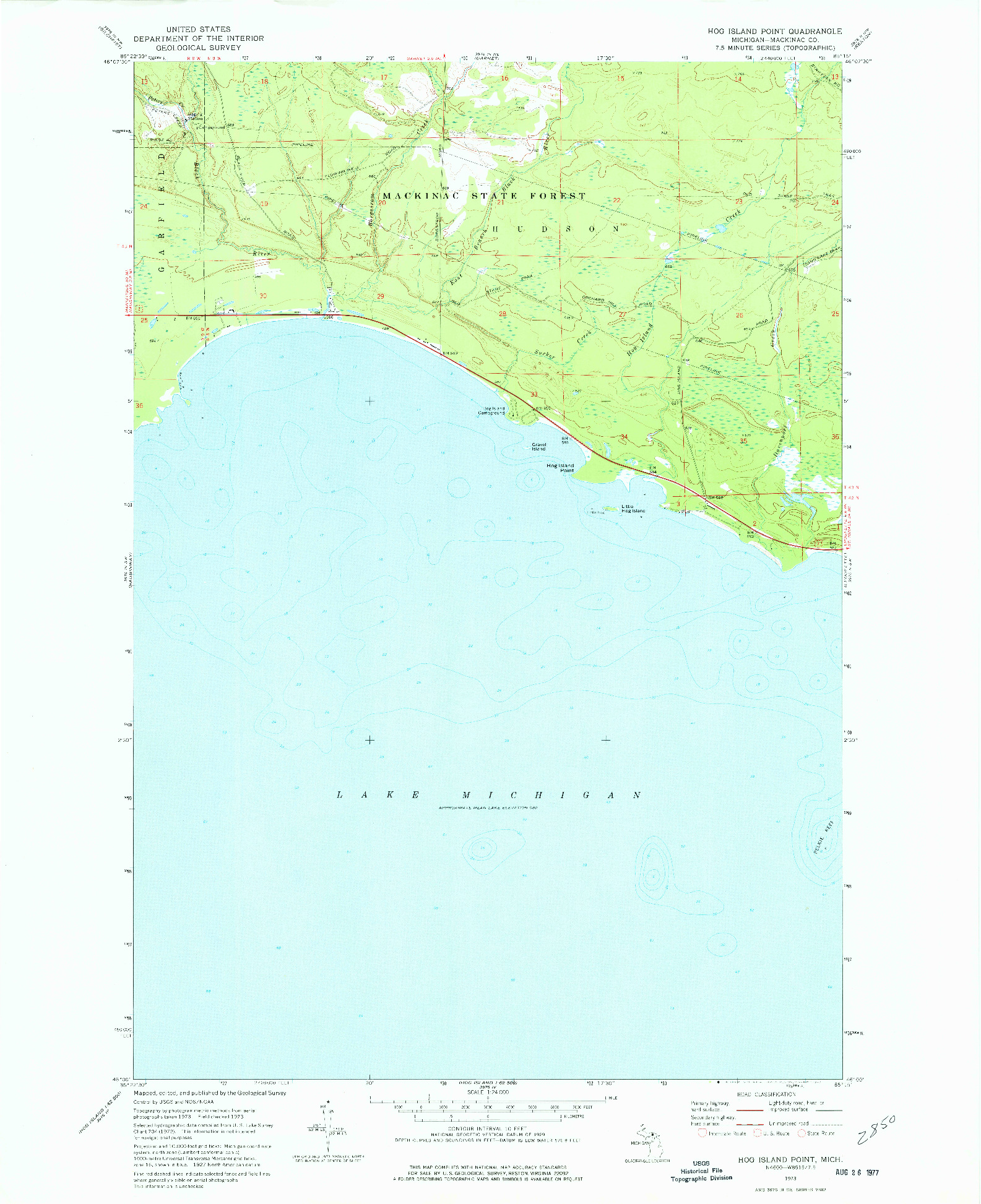 USGS 1:24000-SCALE QUADRANGLE FOR HOG ISLAND POINT, MI 1973