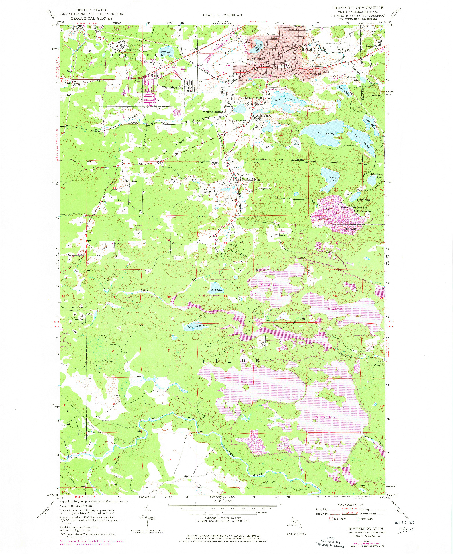 USGS 1:24000-SCALE QUADRANGLE FOR ISHPEMING, MI 1952