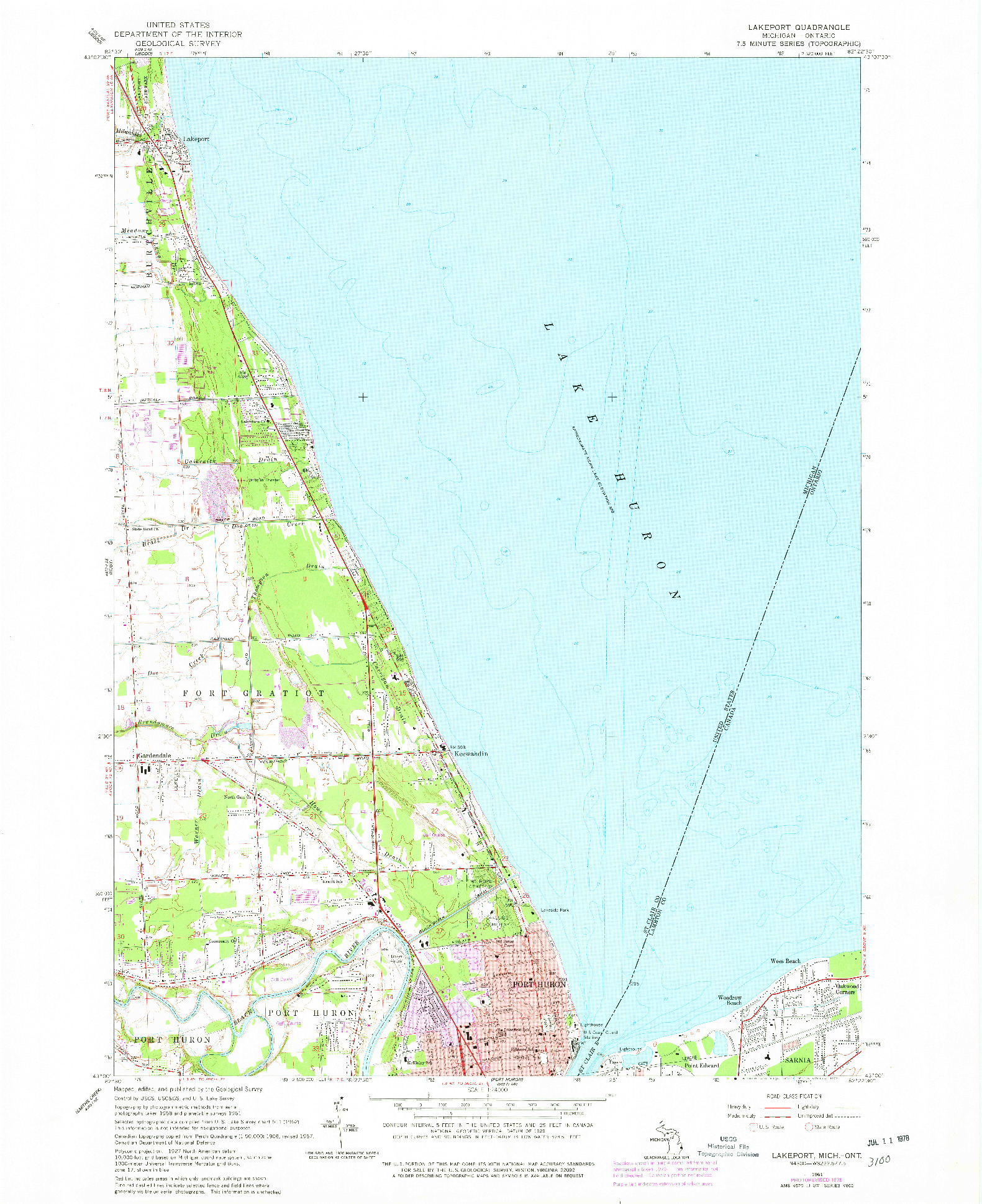 USGS 1:24000-SCALE QUADRANGLE FOR LAKEPORT, MI 1961