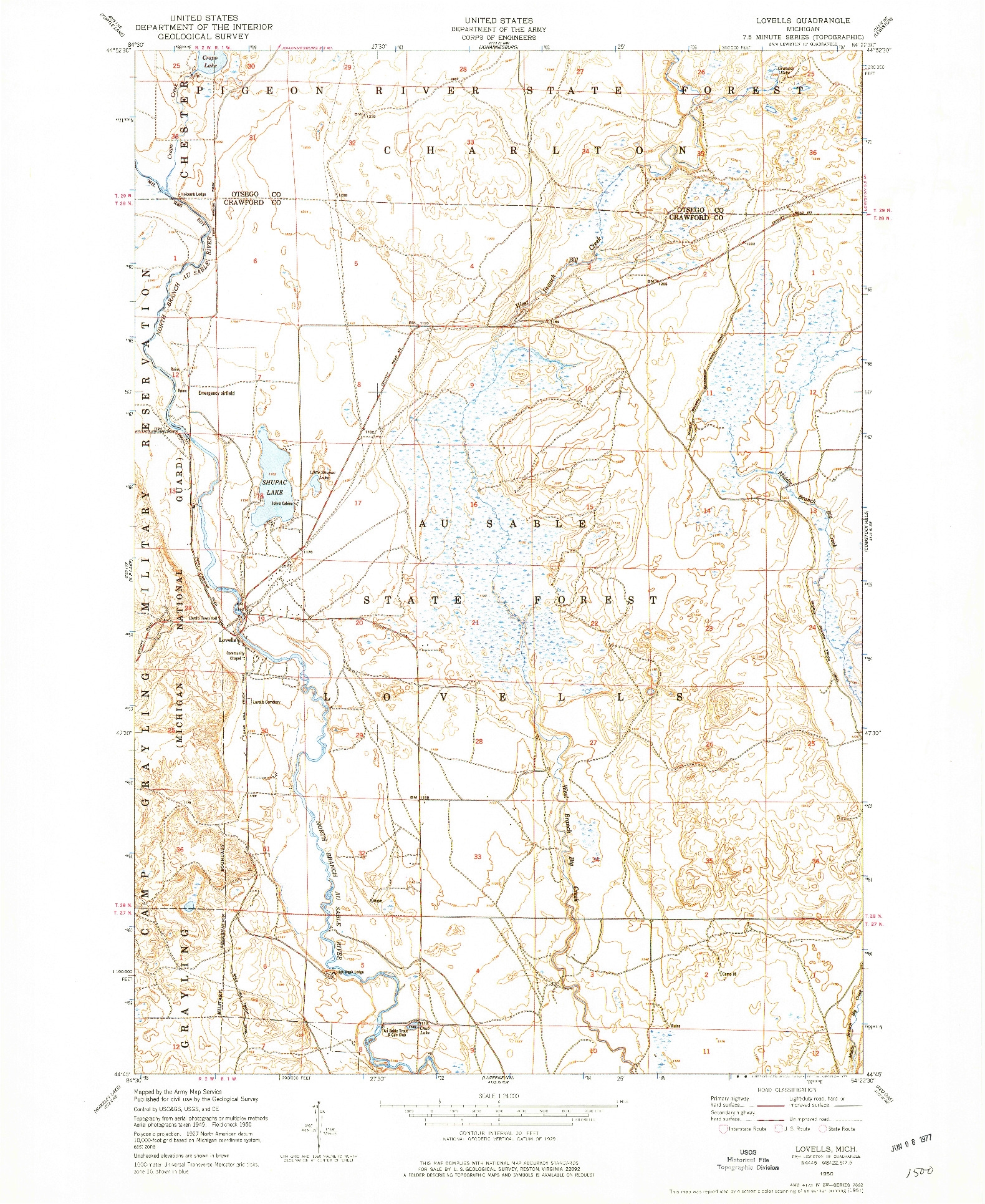 USGS 1:24000-SCALE QUADRANGLE FOR LOVELLS, MI 1950