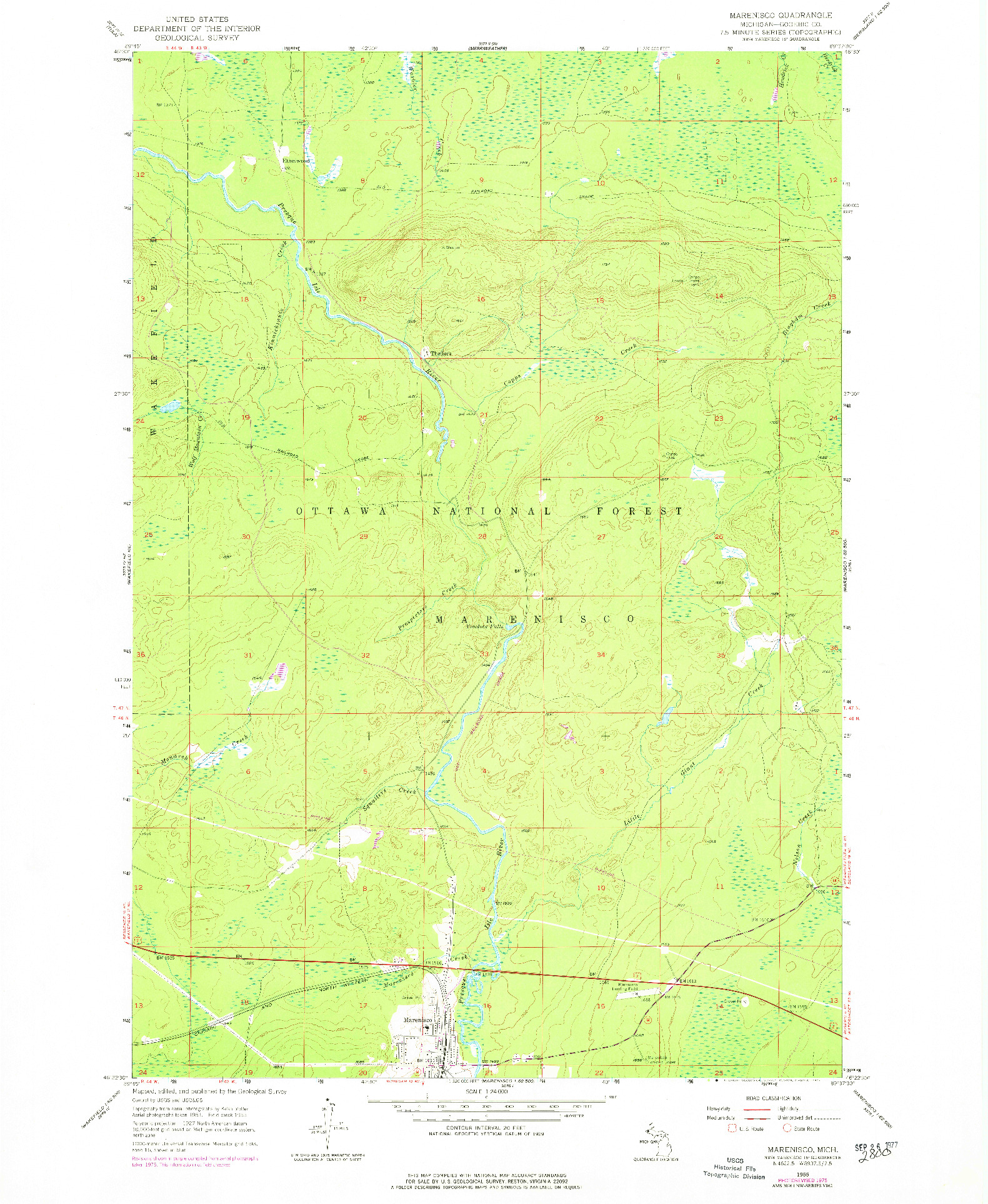 USGS 1:24000-SCALE QUADRANGLE FOR MARENISCO, MI 1955