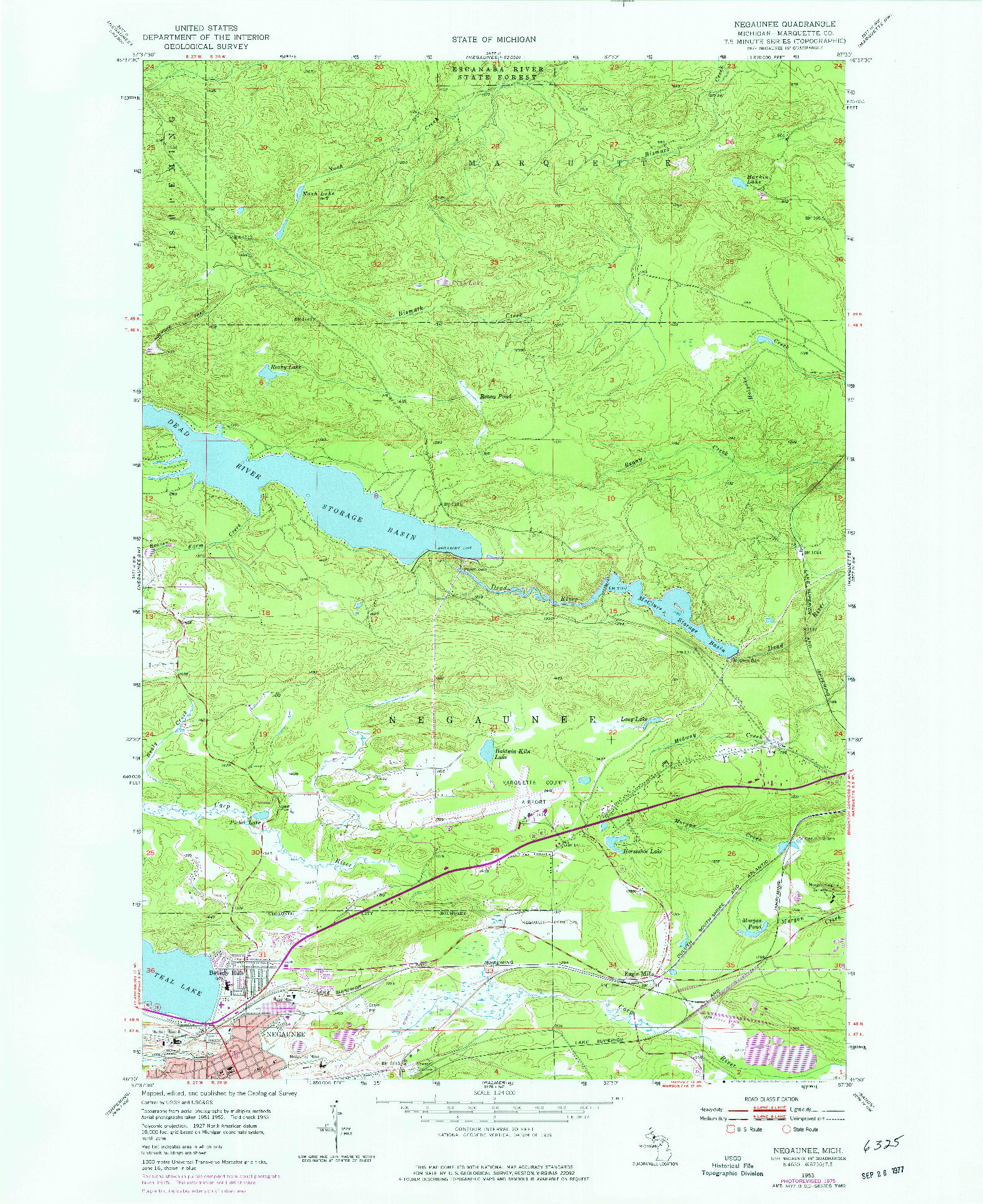 USGS 1:24000-SCALE QUADRANGLE FOR NEGAUNEE, MI 1953