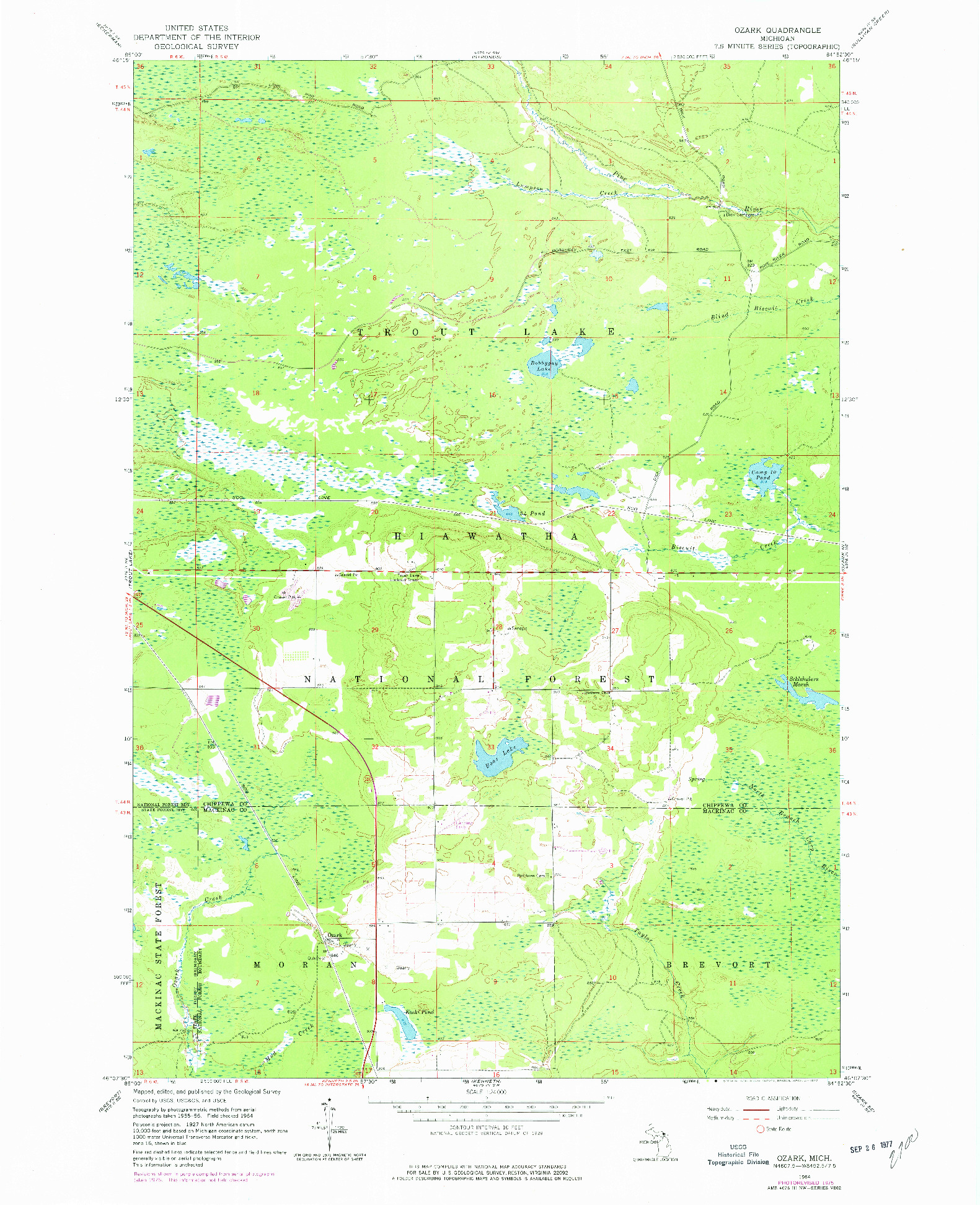 USGS 1:24000-SCALE QUADRANGLE FOR OZARK, MI 1964