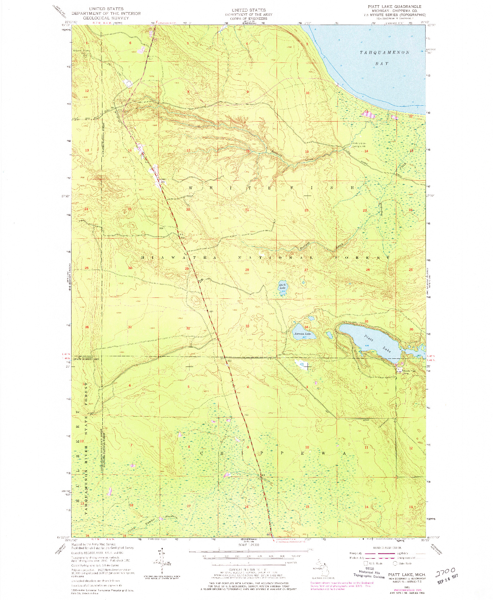 USGS 1:24000-SCALE QUADRANGLE FOR PIATT LAKE, MI 1951