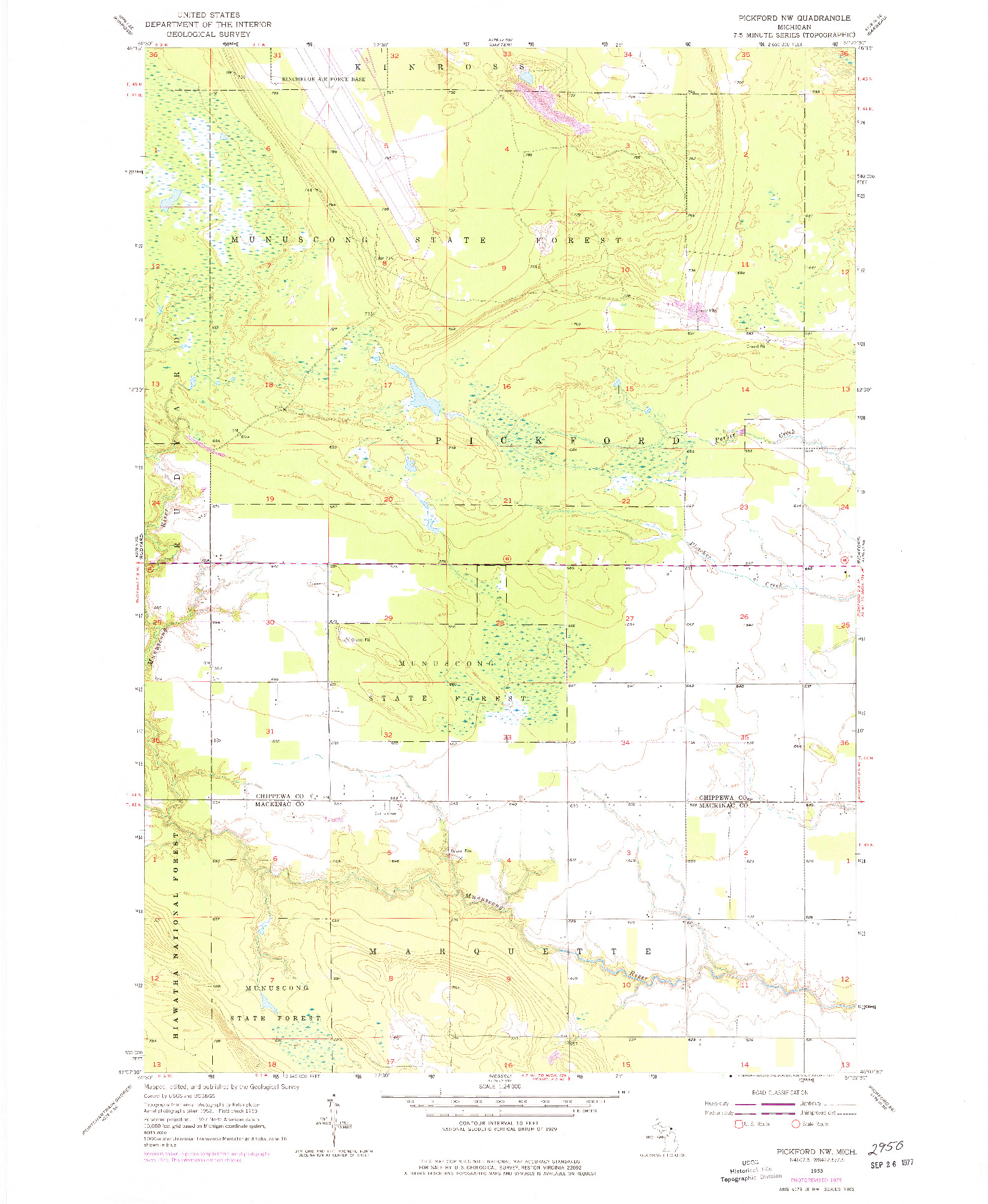 USGS 1:24000-SCALE QUADRANGLE FOR PICKFORD NW, MI 1953