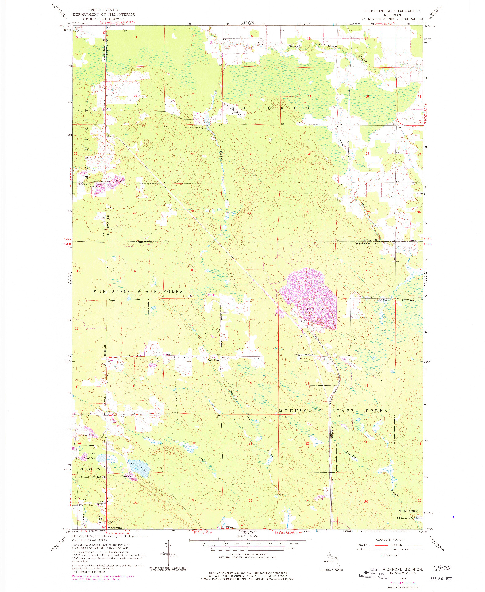 USGS 1:24000-SCALE QUADRANGLE FOR PICKFORD SE, MI 1964