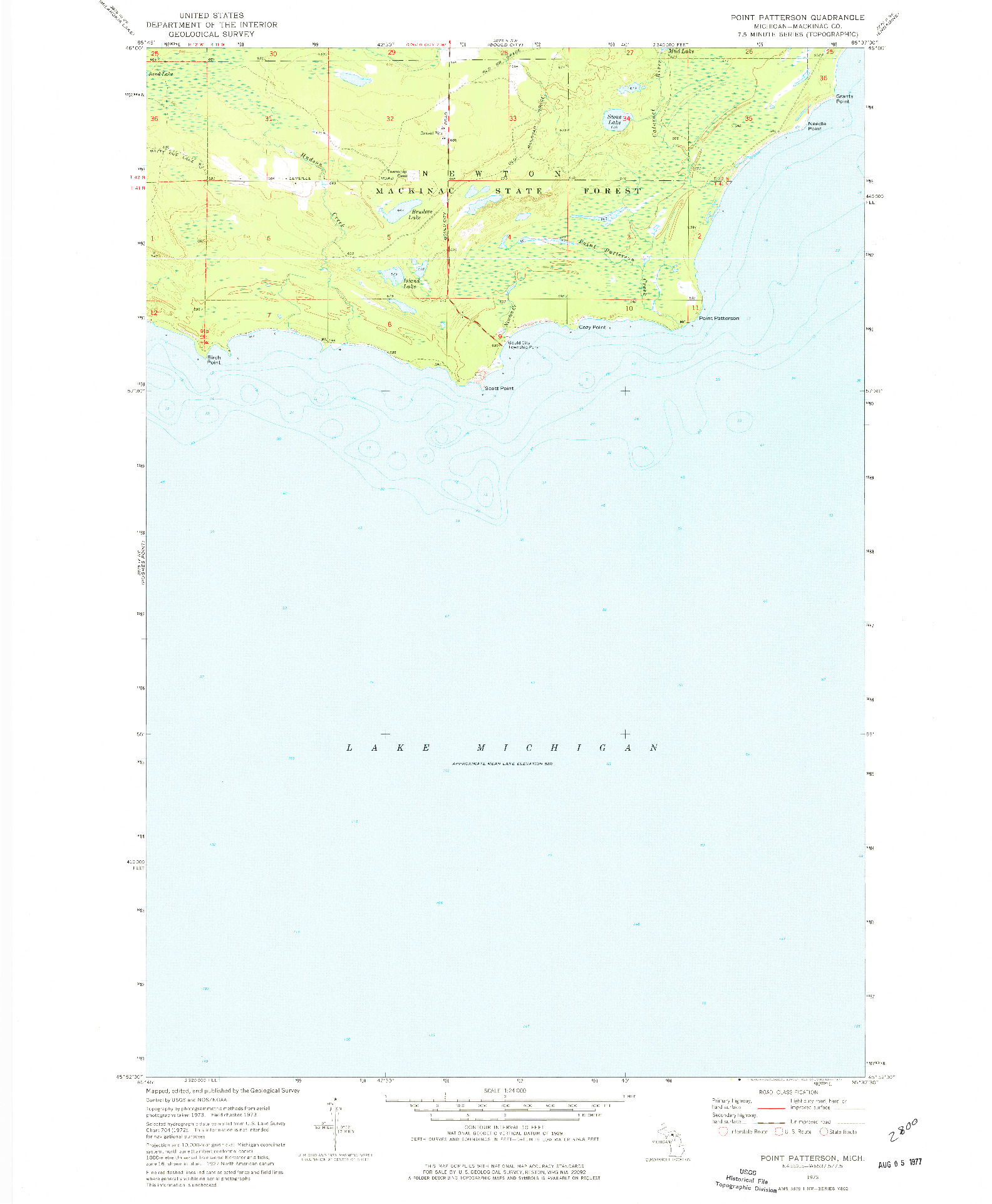 USGS 1:24000-SCALE QUADRANGLE FOR POINT PATTERSON, MI 1973