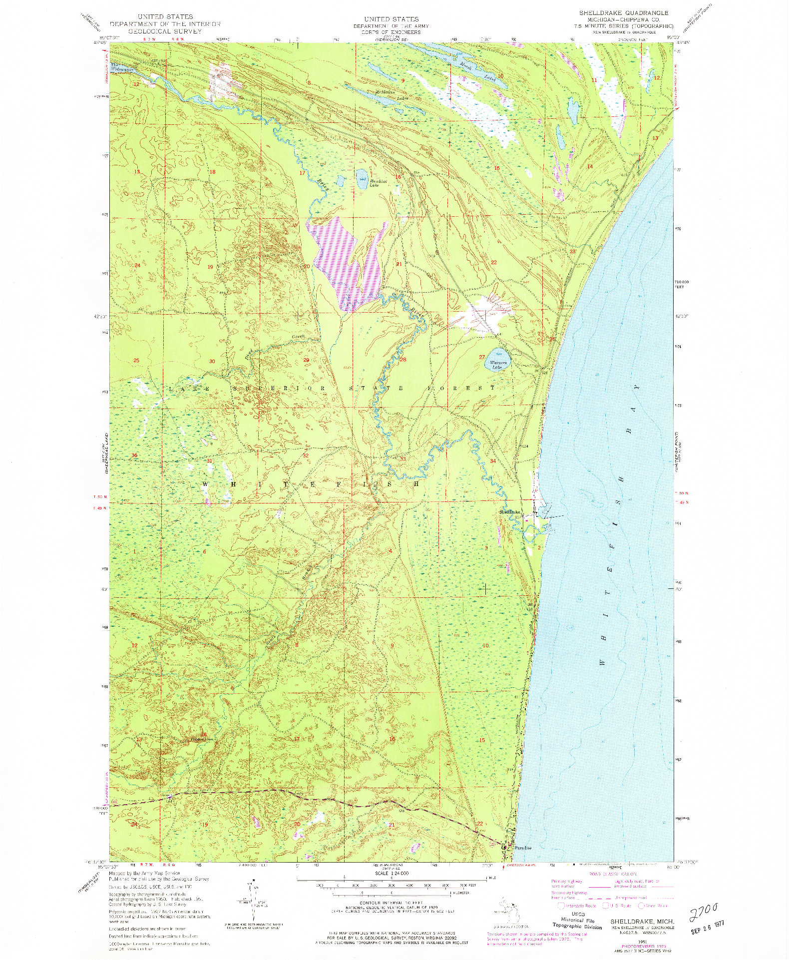 USGS 1:24000-SCALE QUADRANGLE FOR SHELLDRAKE, MI 1951