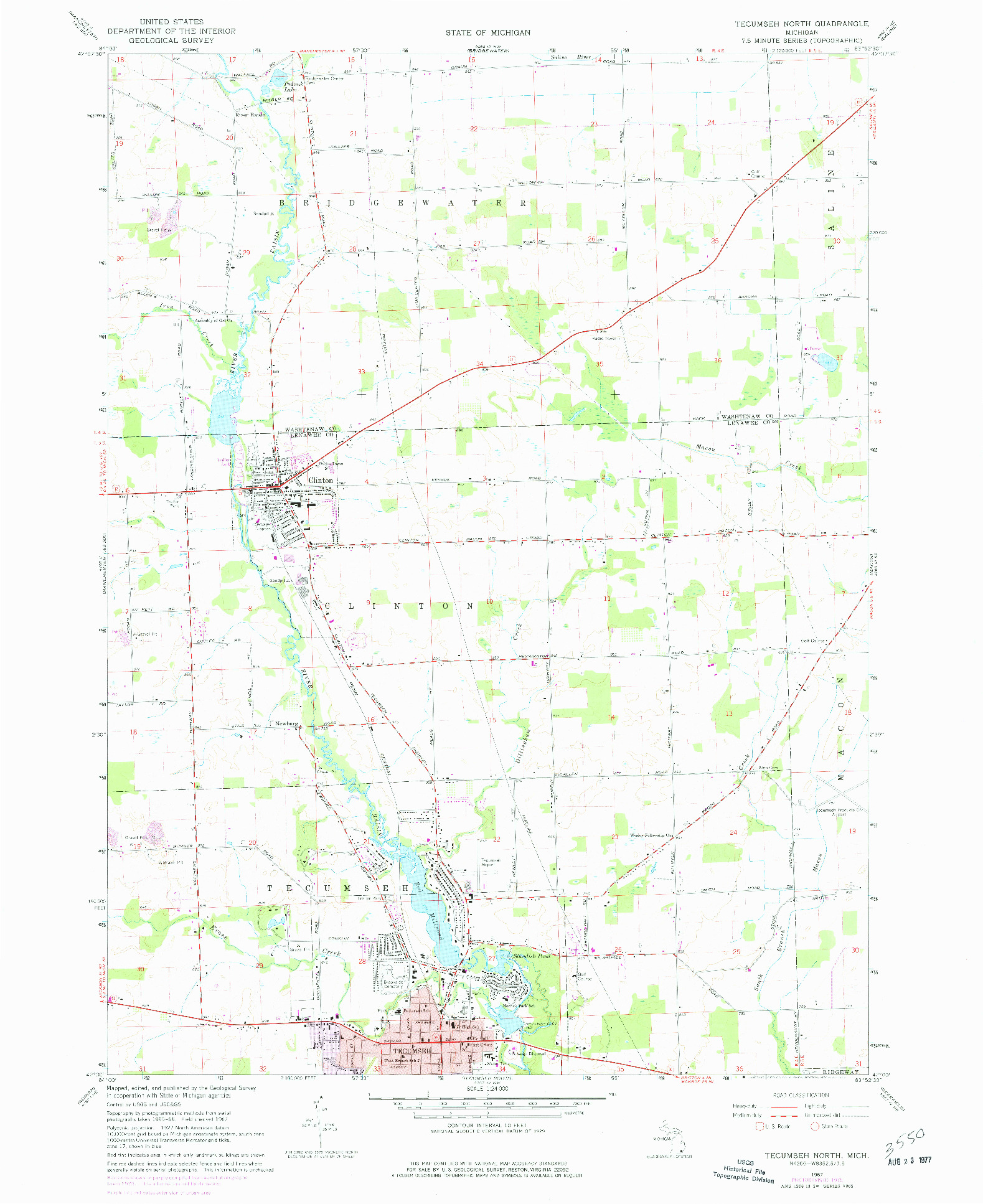 USGS 1:24000-SCALE QUADRANGLE FOR TECUMSEH NORTH, MI 1967