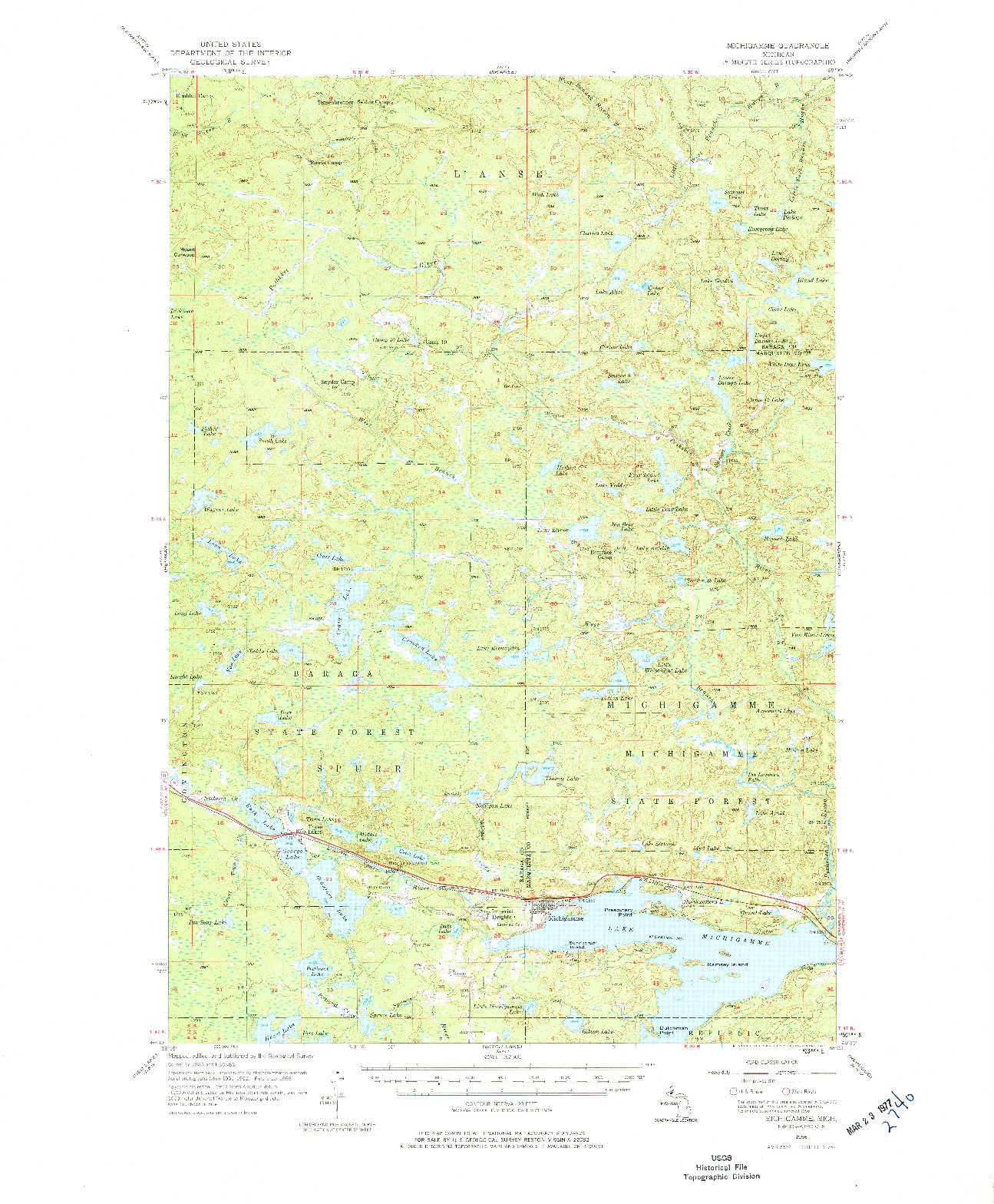 USGS 1:62500-SCALE QUADRANGLE FOR MICHIGAMME, MI 1956