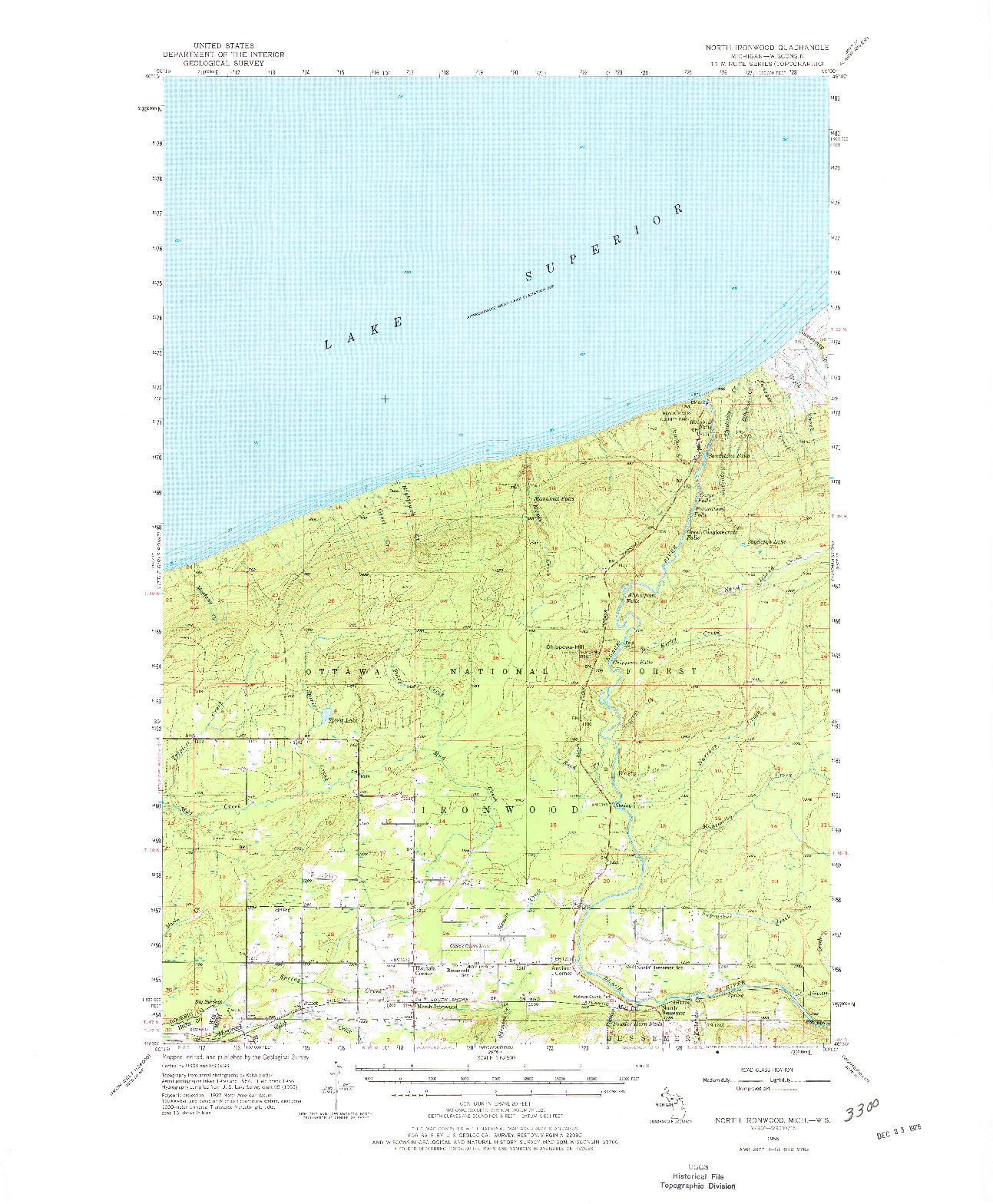 USGS 1:62500-SCALE QUADRANGLE FOR NORTH IRONWOOD, MI 1956