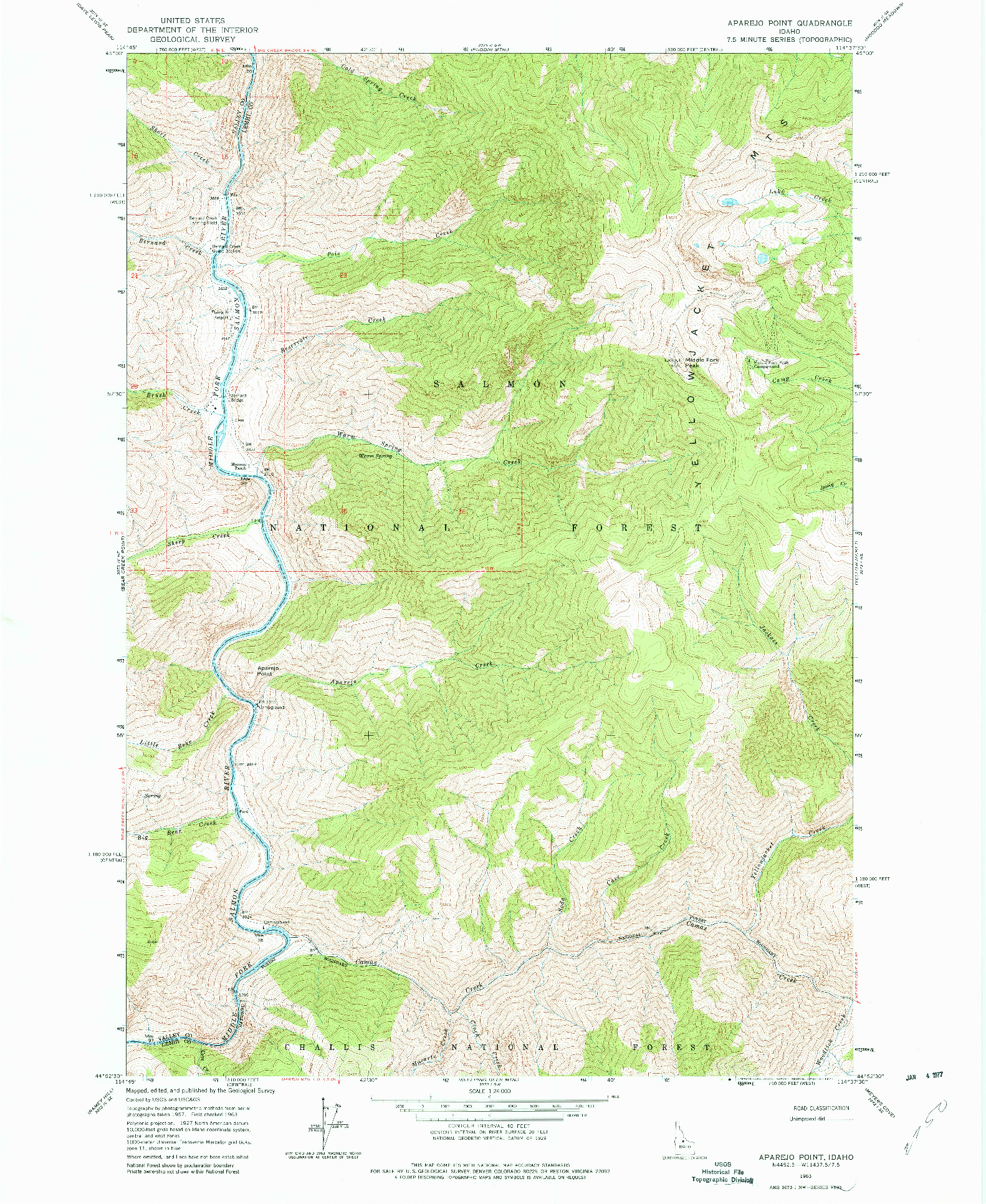 USGS 1:24000-SCALE QUADRANGLE FOR APAREJO POINT, ID 1963