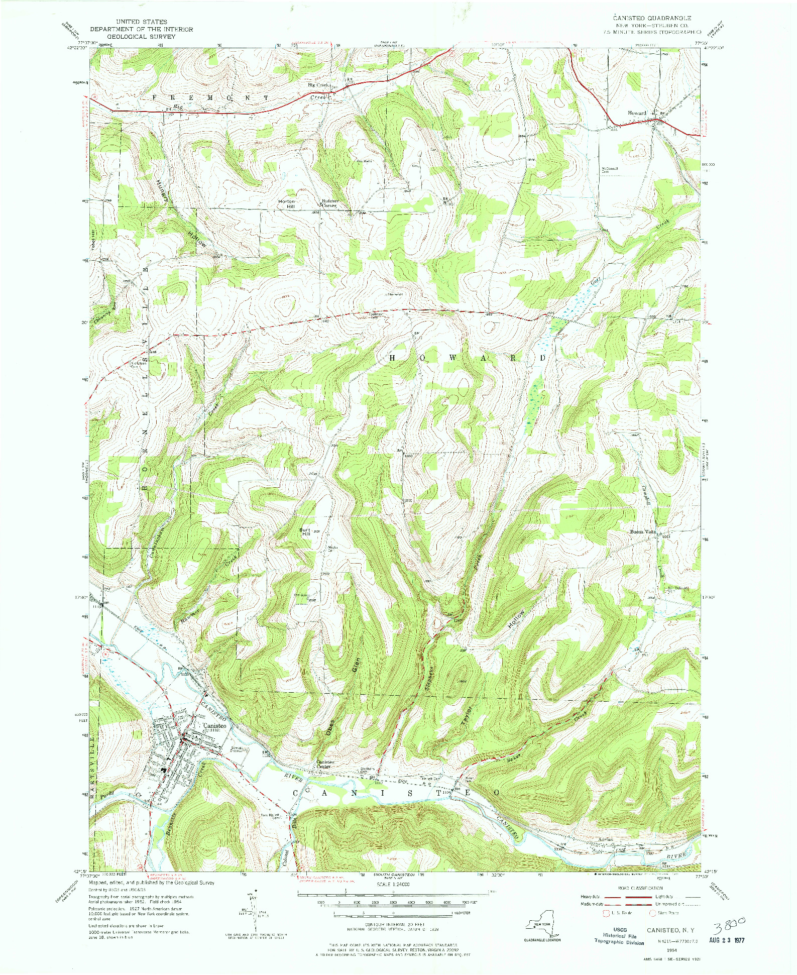 USGS 1:24000-SCALE QUADRANGLE FOR CANISTEO, NY 1954
