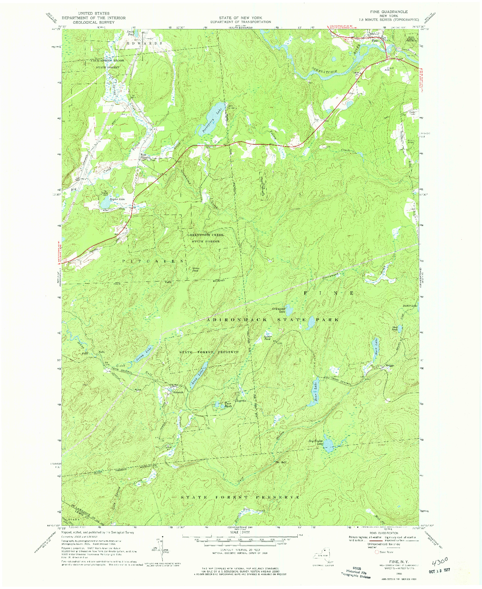 USGS 1:24000-SCALE QUADRANGLE FOR FINE, NY 1966