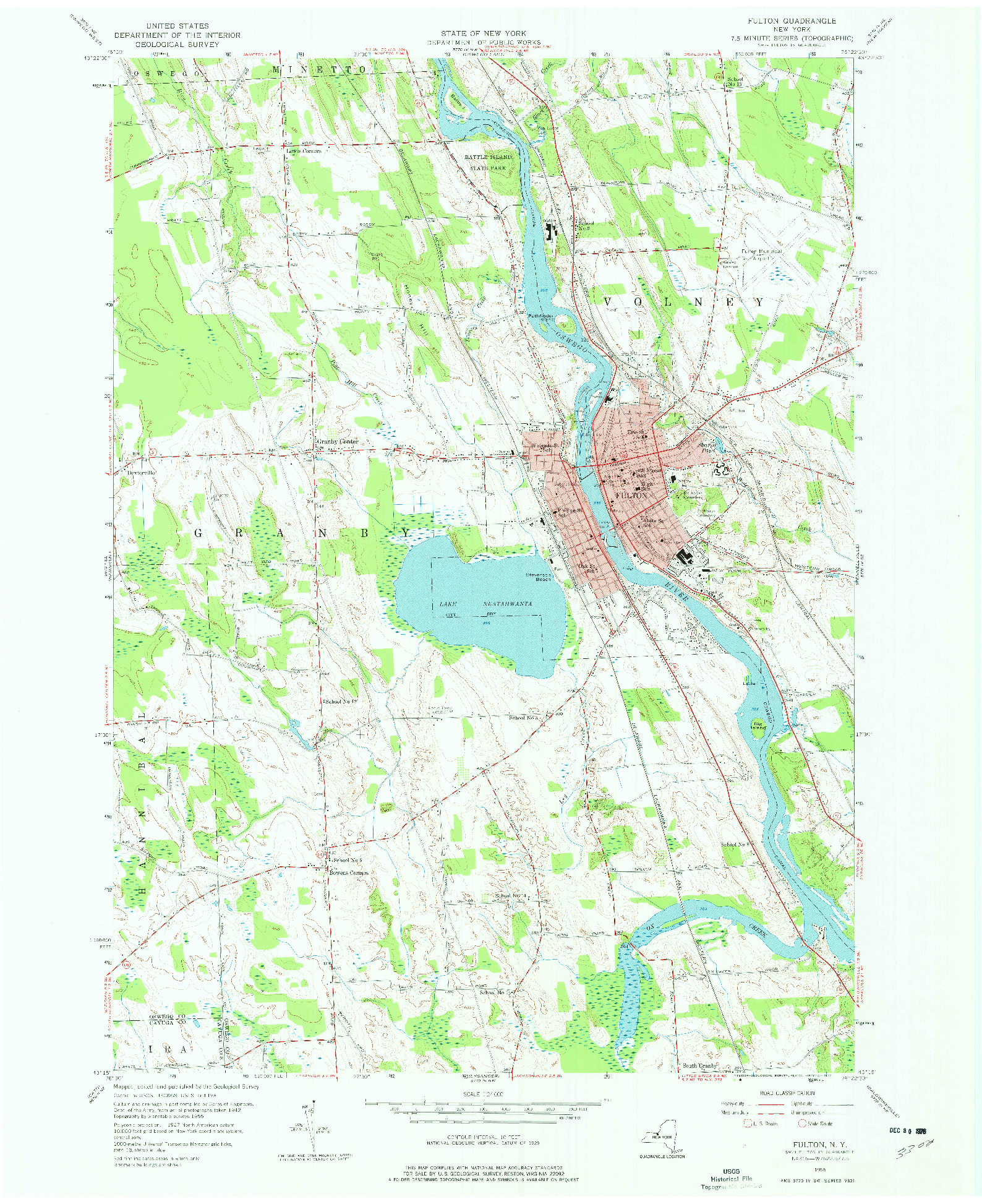 USGS 1:24000-SCALE QUADRANGLE FOR FULTON, NY 1955