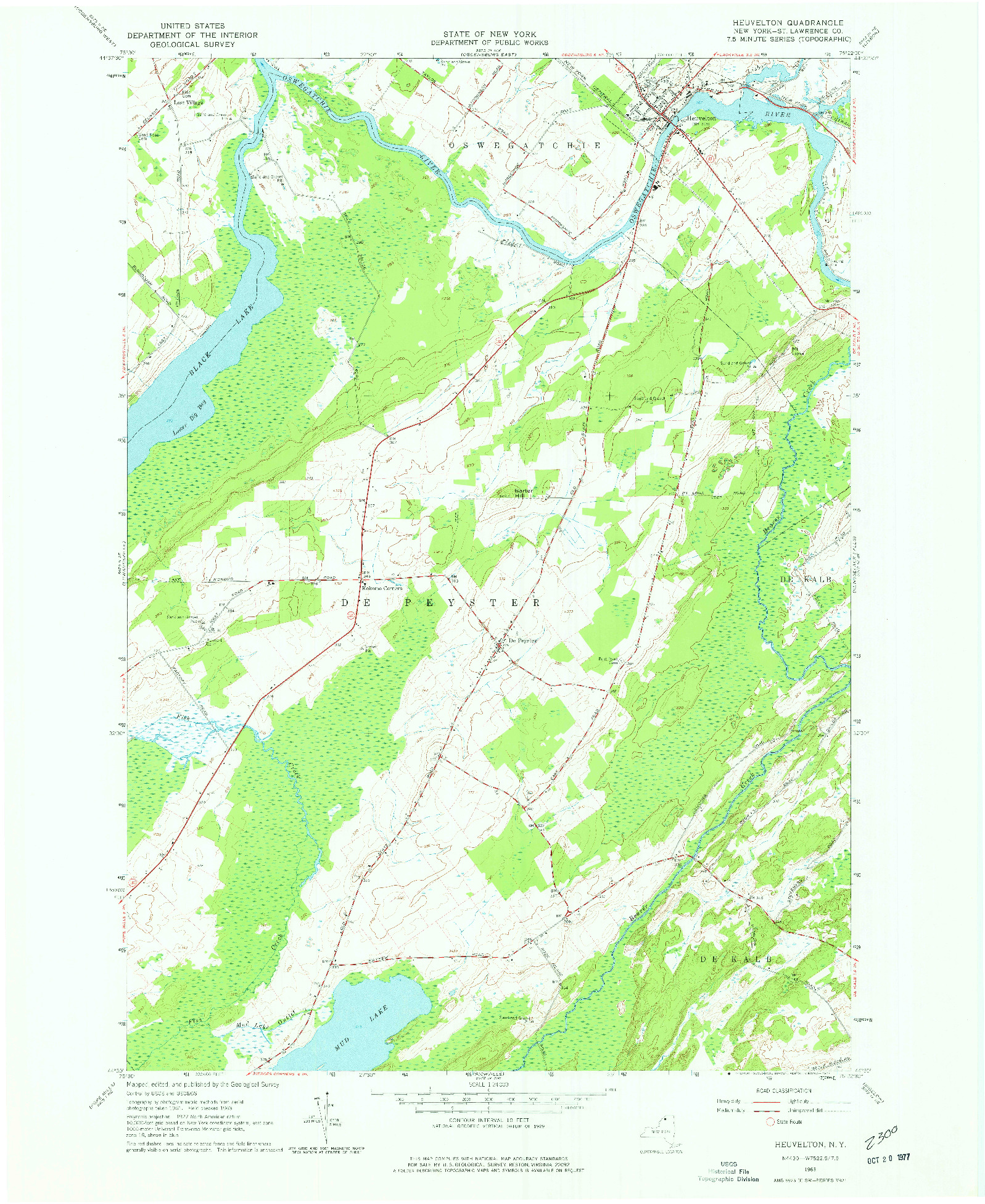 USGS 1:24000-SCALE QUADRANGLE FOR HEUVELTON, NY 1963