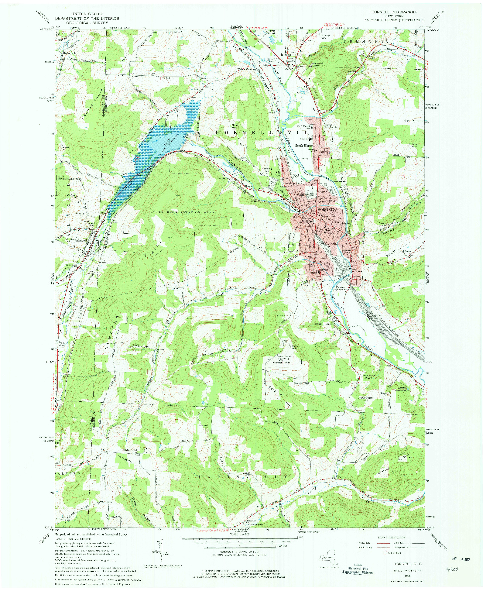 USGS 1:24000-SCALE QUADRANGLE FOR HORNELL, NY 1965