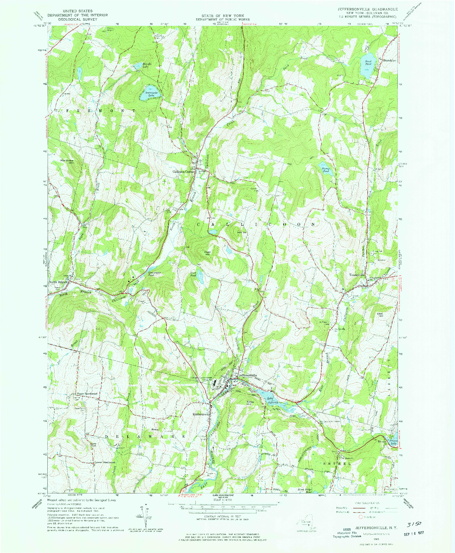 USGS 1:24000-SCALE QUADRANGLE FOR JEFFERSONVILLE, NY 1965