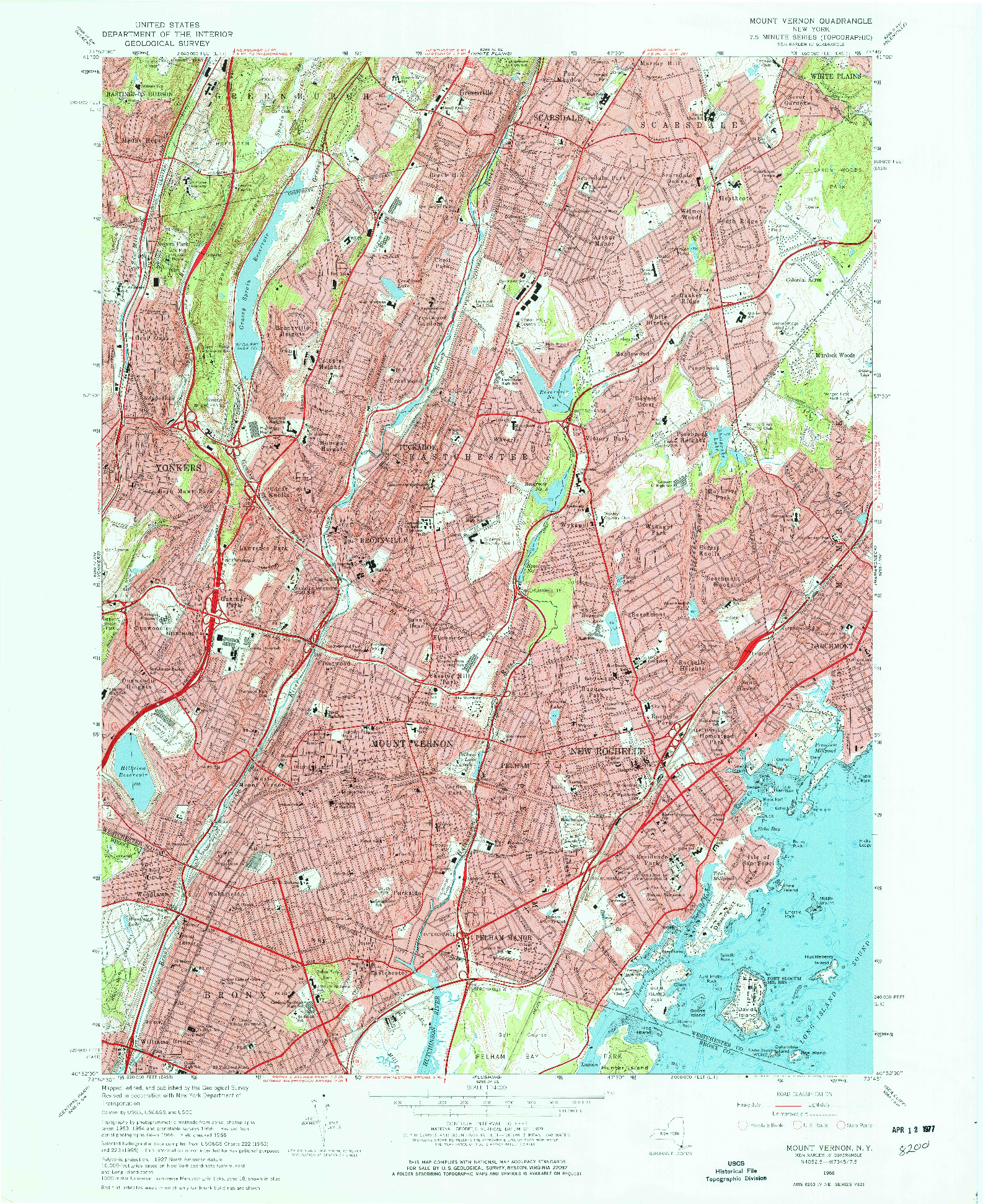 USGS 1:24000-SCALE QUADRANGLE FOR MOUNT VERNON, NY 1966