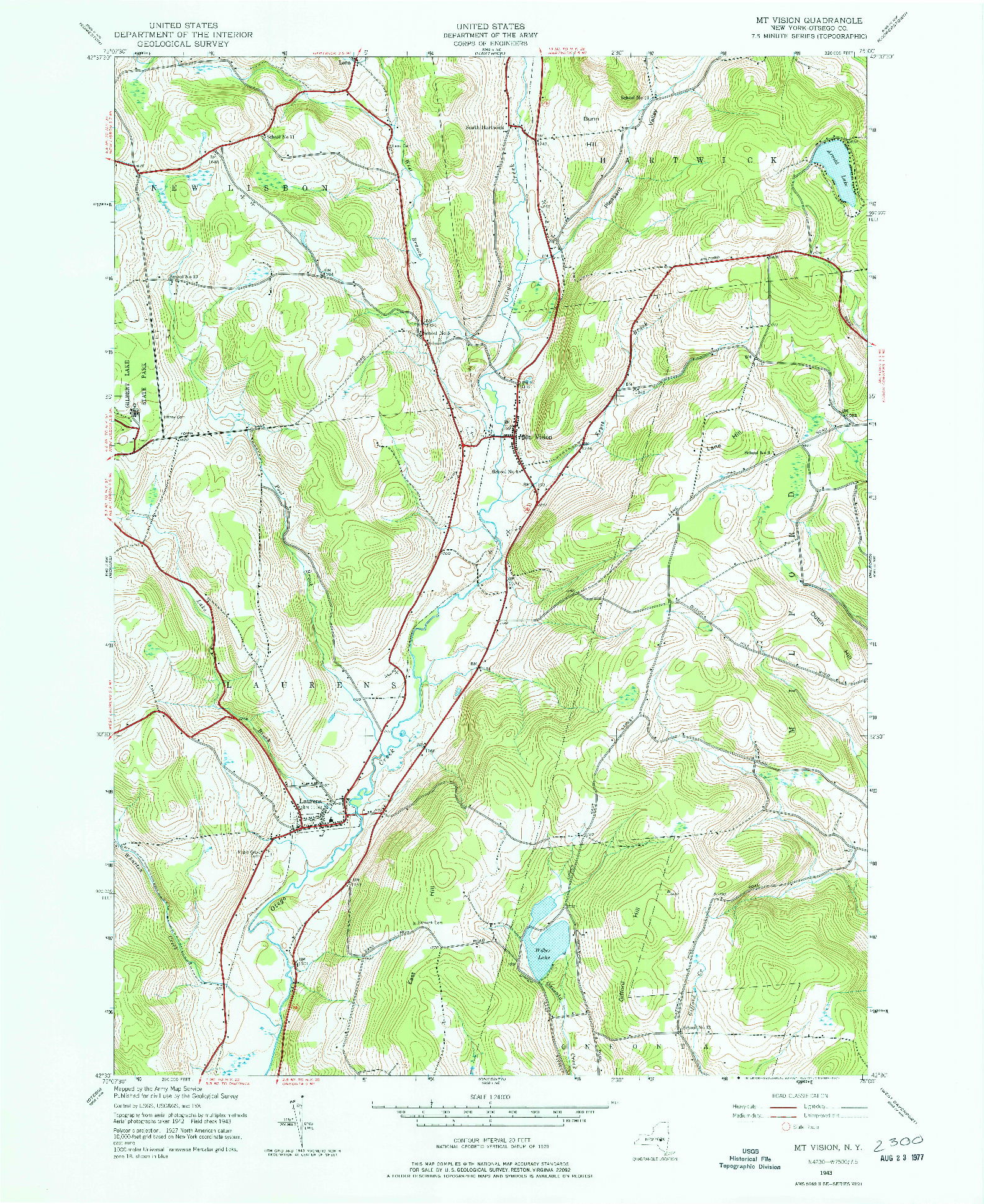 USGS 1:24000-SCALE QUADRANGLE FOR MT VISION, NY 1943