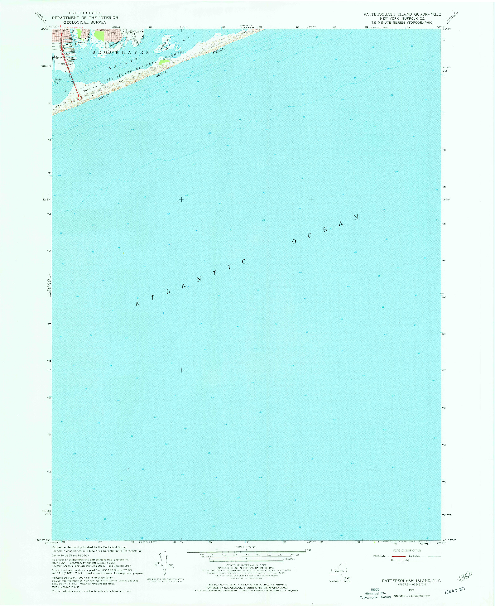 USGS 1:24000-SCALE QUADRANGLE FOR PATTERSQUASH ISLAND, NY 1967